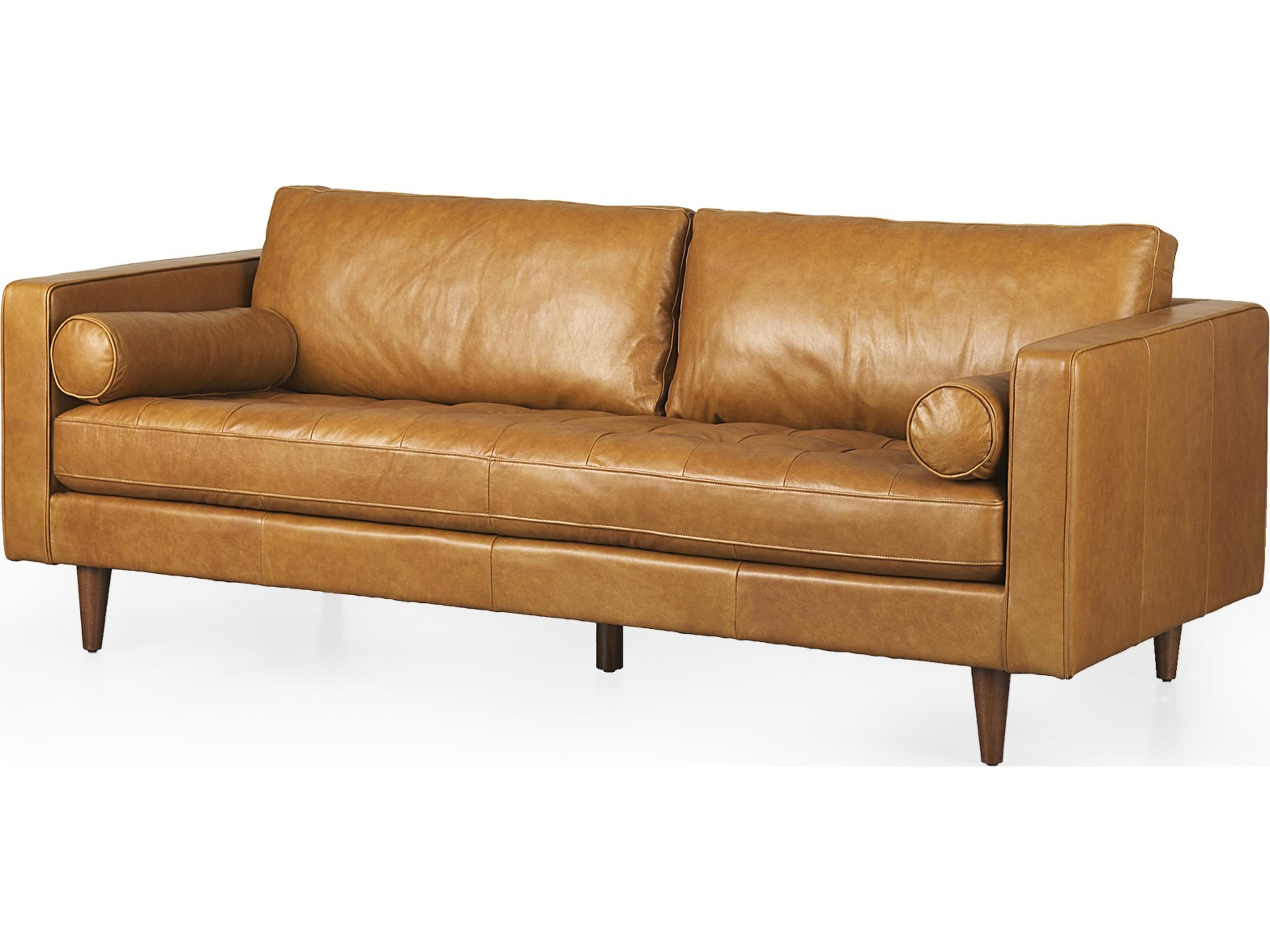Svend 88.0L x 38.0W x 34.0H Tan Leather Sofa