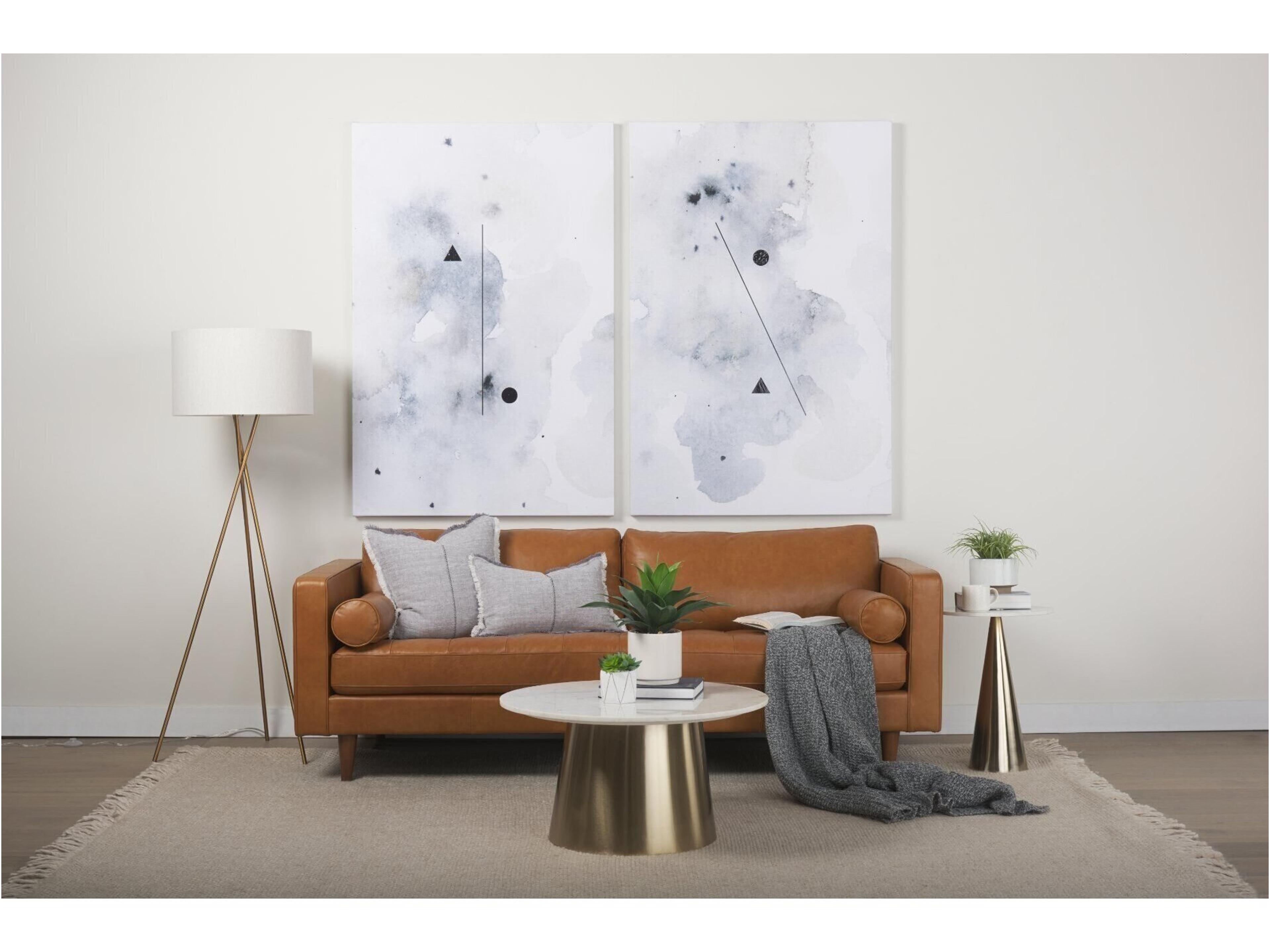 Mercana Svend 88.0L x 38.0W x 34.0H Tan Leather Sofa