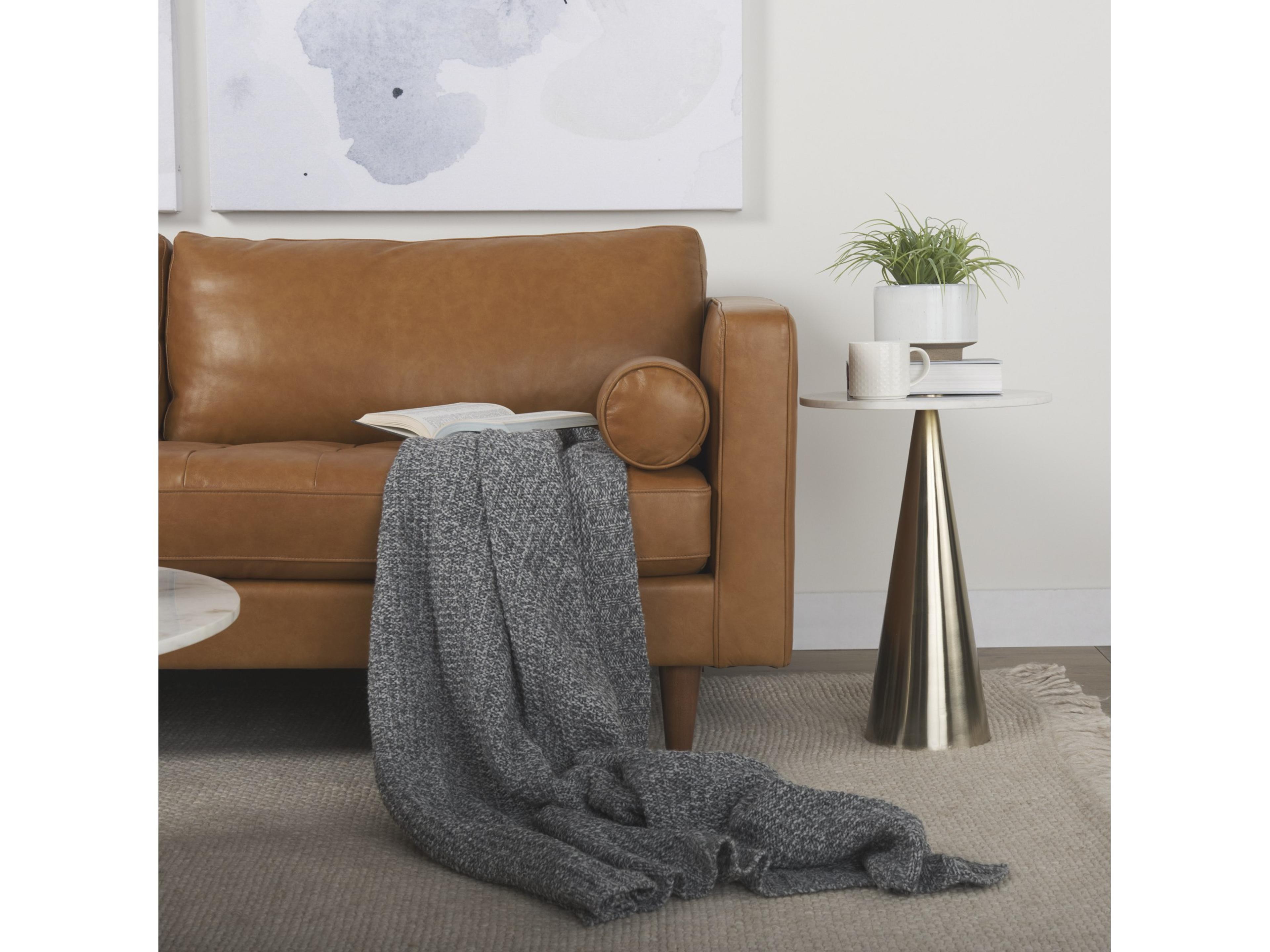 Mercana Svend 88.0L x 38.0W x 34.0H Tan Leather Sofa