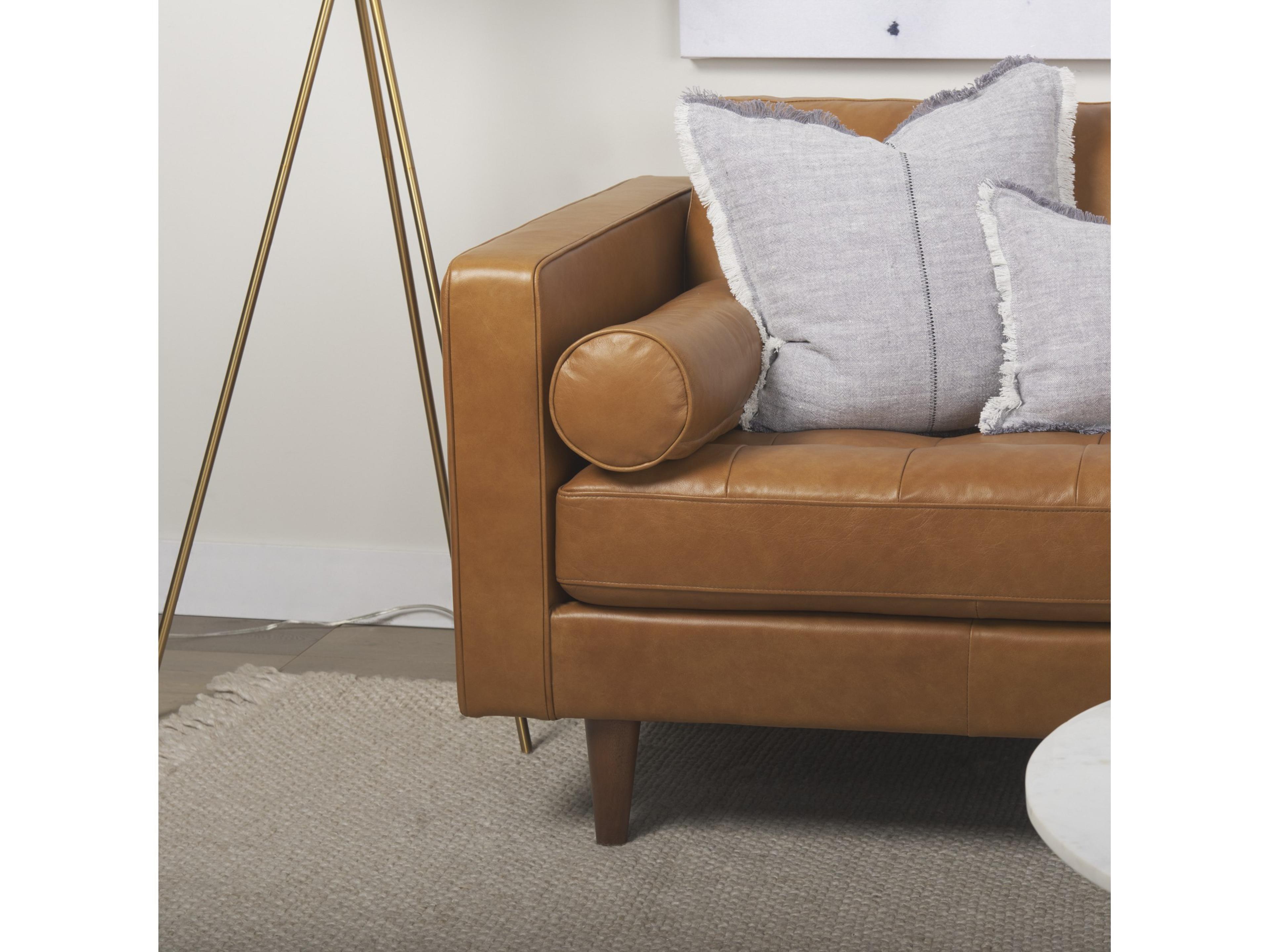 Mercana Svend 88.0L x 38.0W x 34.0H Tan Leather Sofa