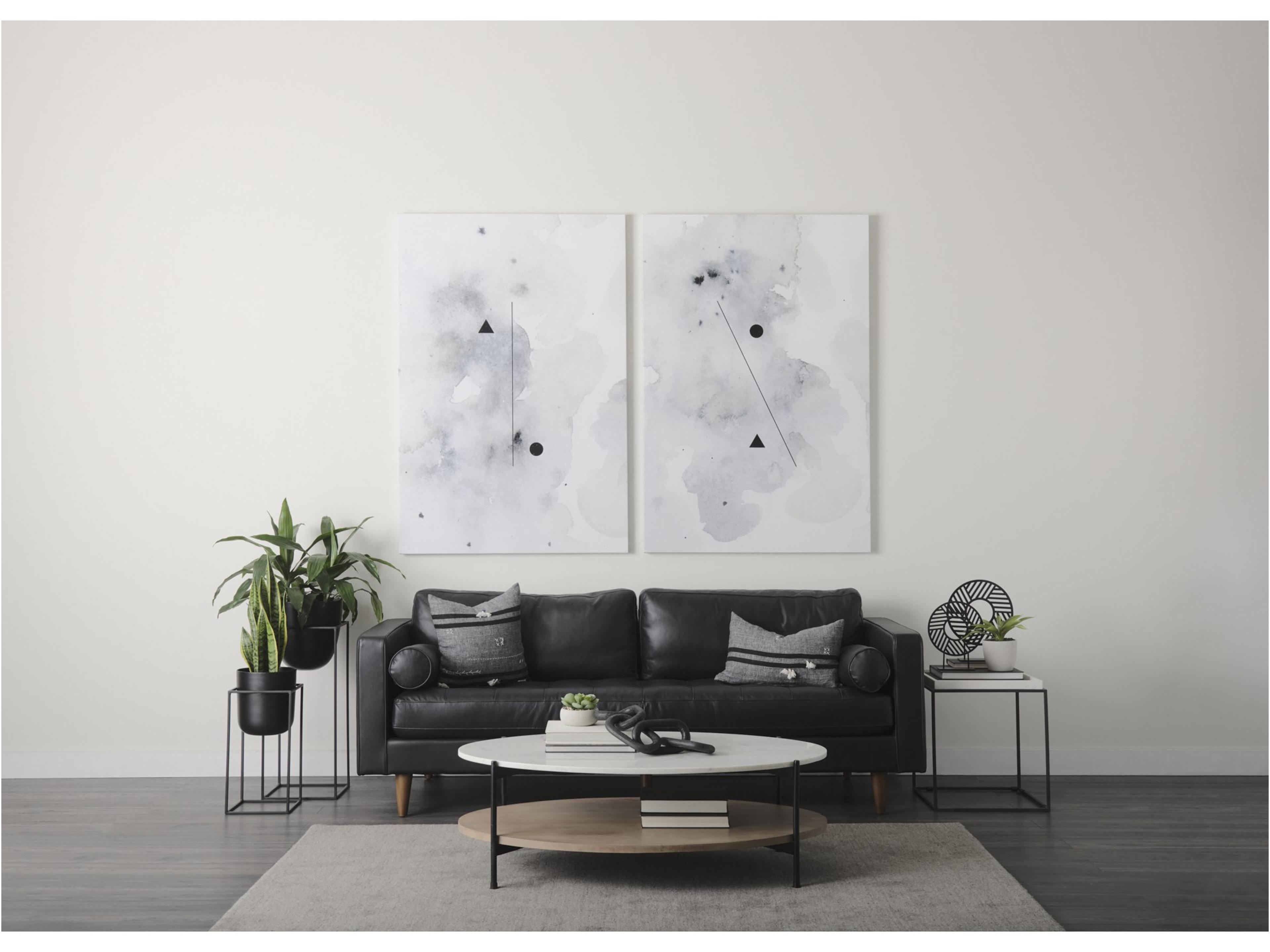 Mercana Svend 88.0L x 38.0W x 34.0H Black Leather Sofa