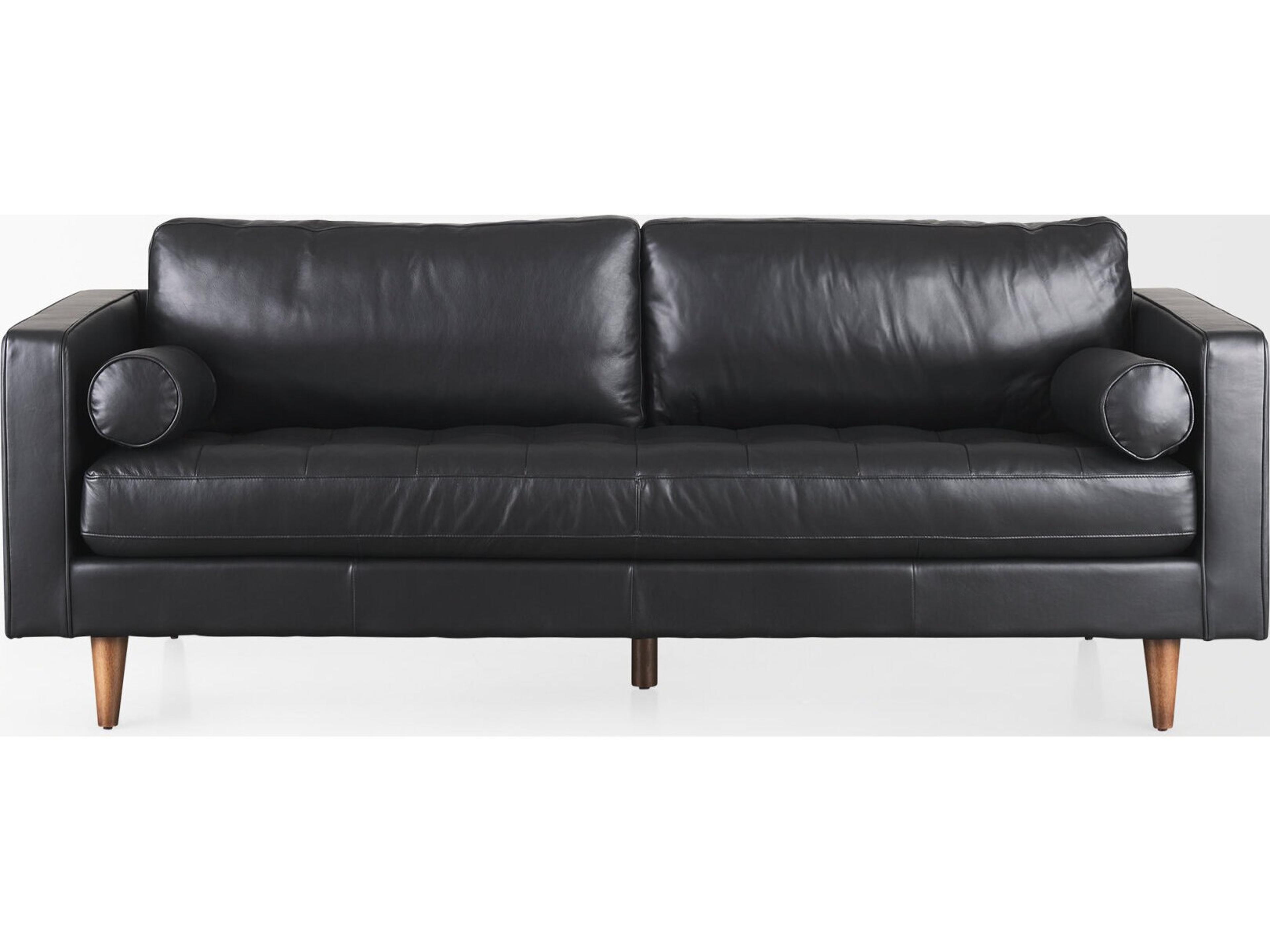 Mercana Svend 88.0L x 38.0W x 34.0H Black Leather Sofa