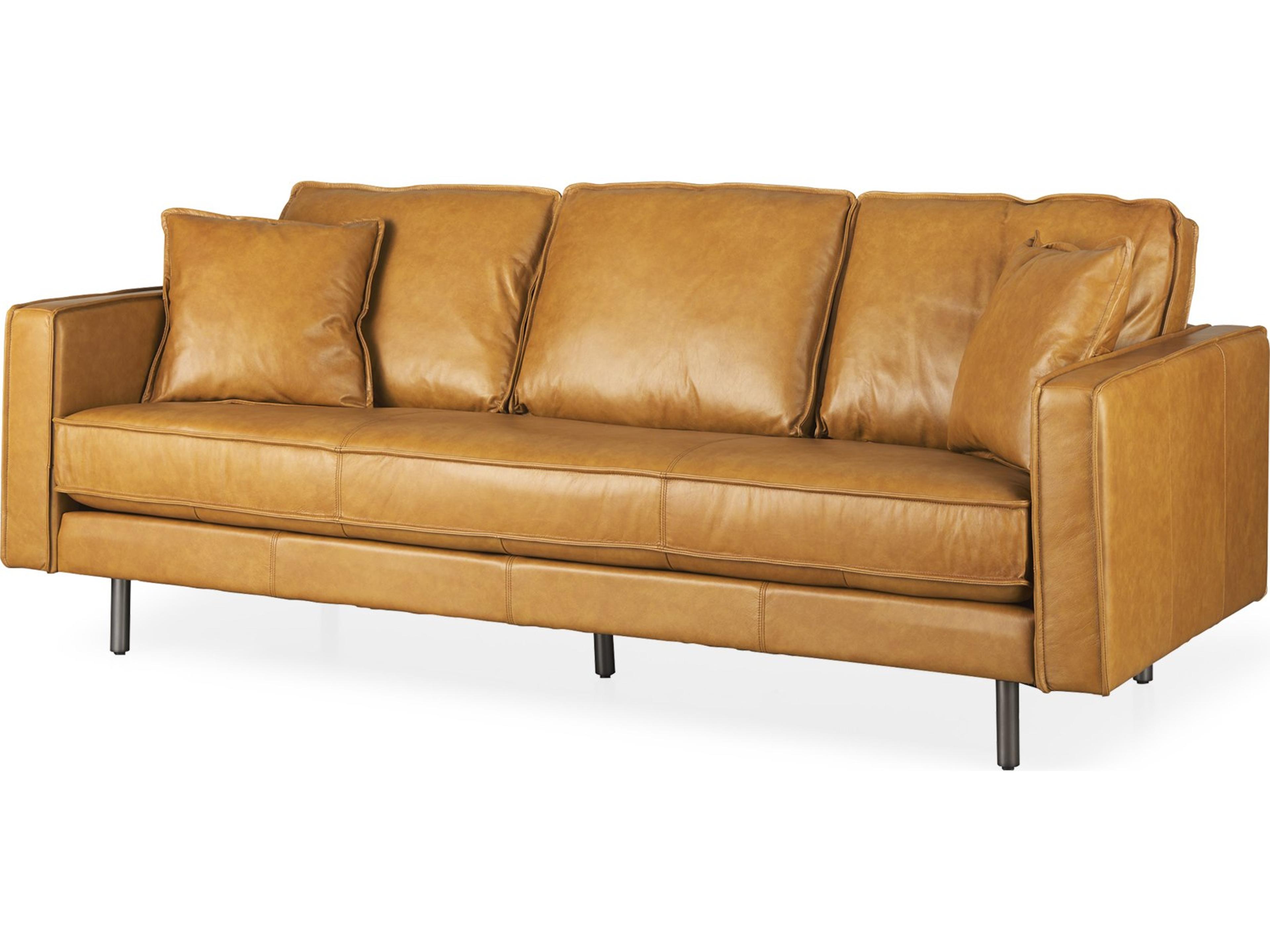 D'Arcy 88.0L x 37.0W x 34.0H Tan Leather Sofa