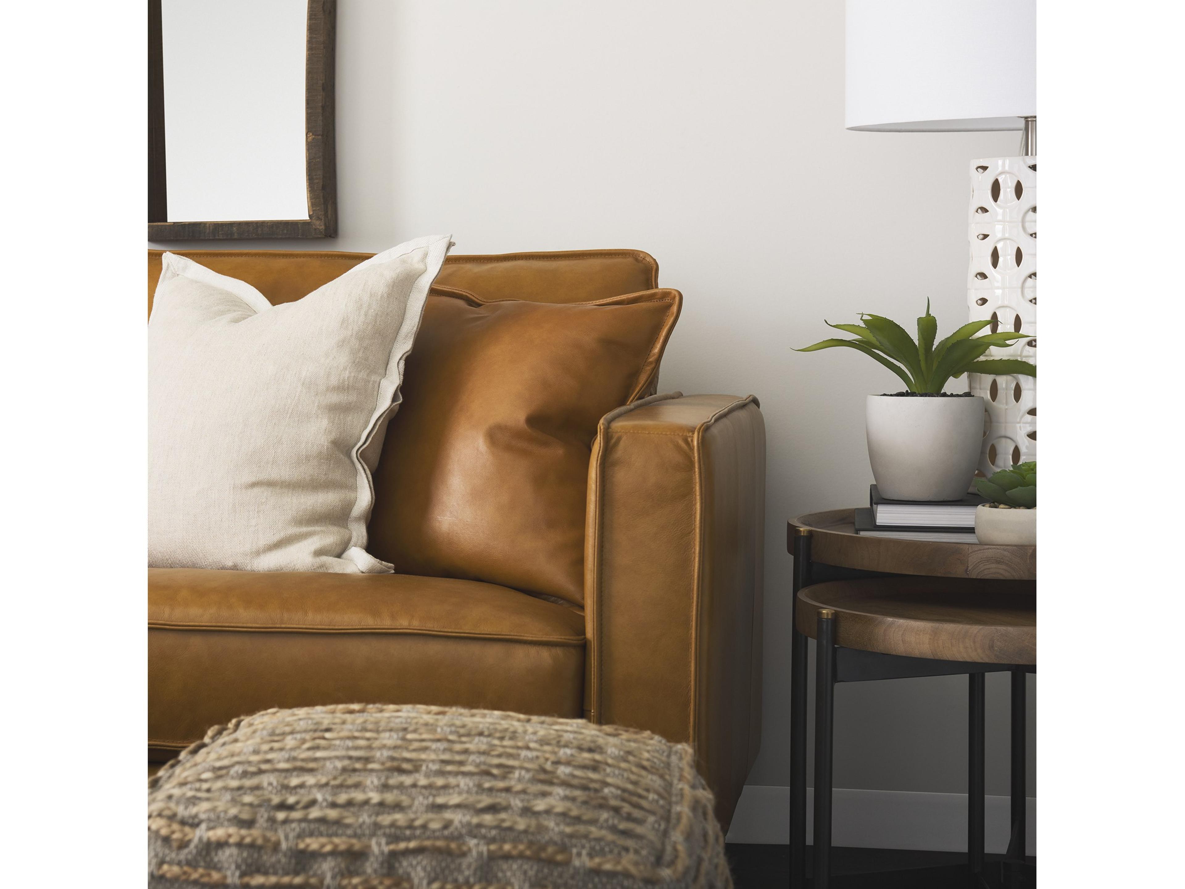 Mercana D'Arcy 88.0L x 37.0W x 34.0H Tan Leather Sofa