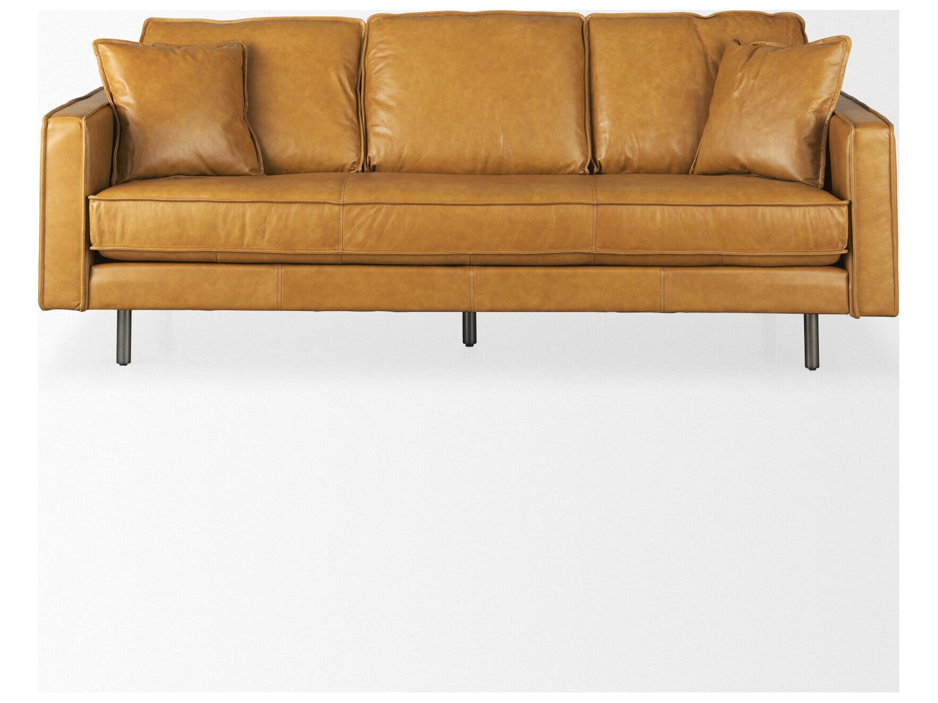 Mercana D'Arcy 88.0L x 37.0W x 34.0H Tan Leather Sofa