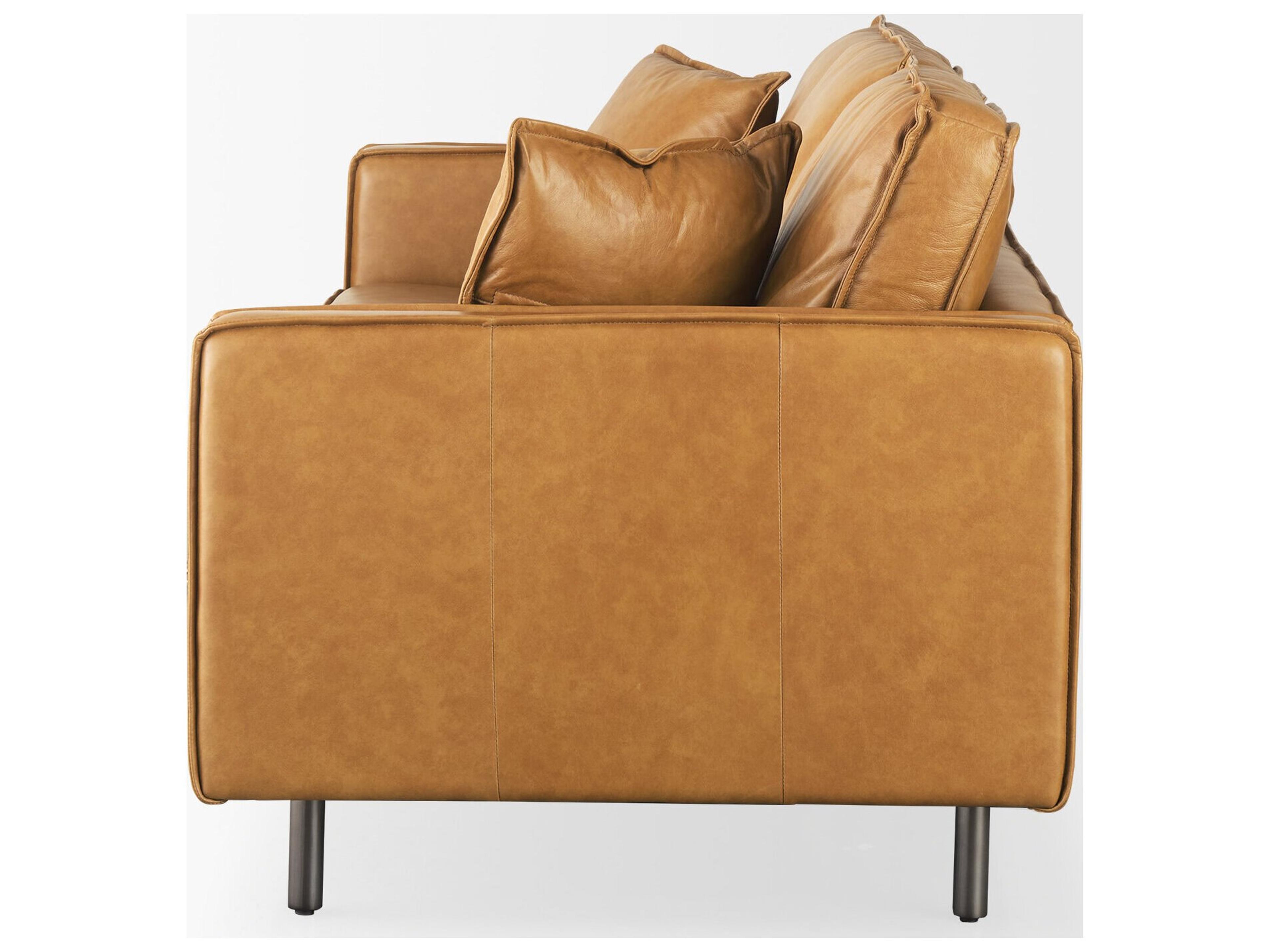 Mercana D'Arcy 88.0L x 37.0W x 34.0H Tan Leather Sofa