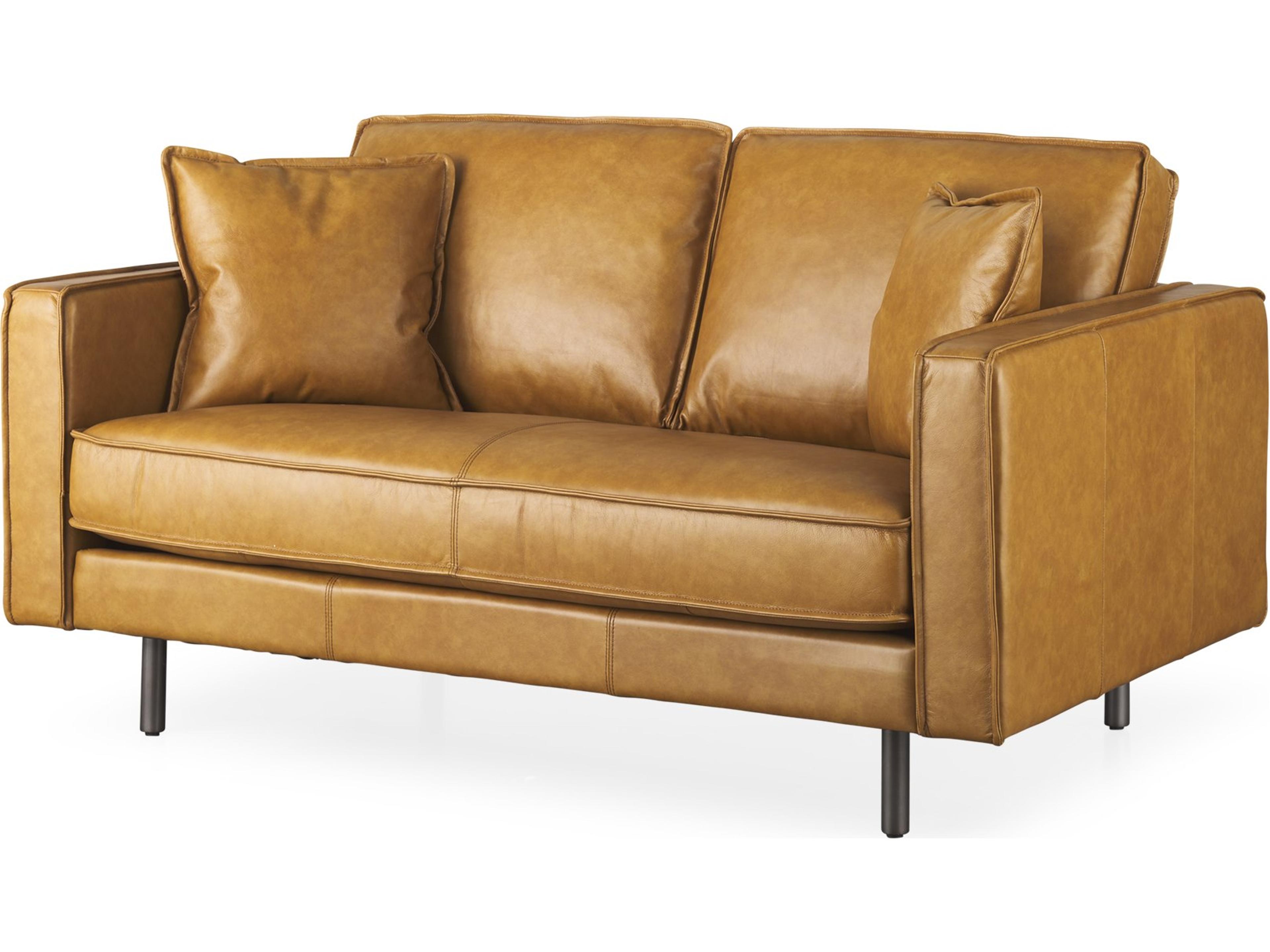 D'Arcy 65.0L x 37.0W x 34.0H Tan Leather Love Seat