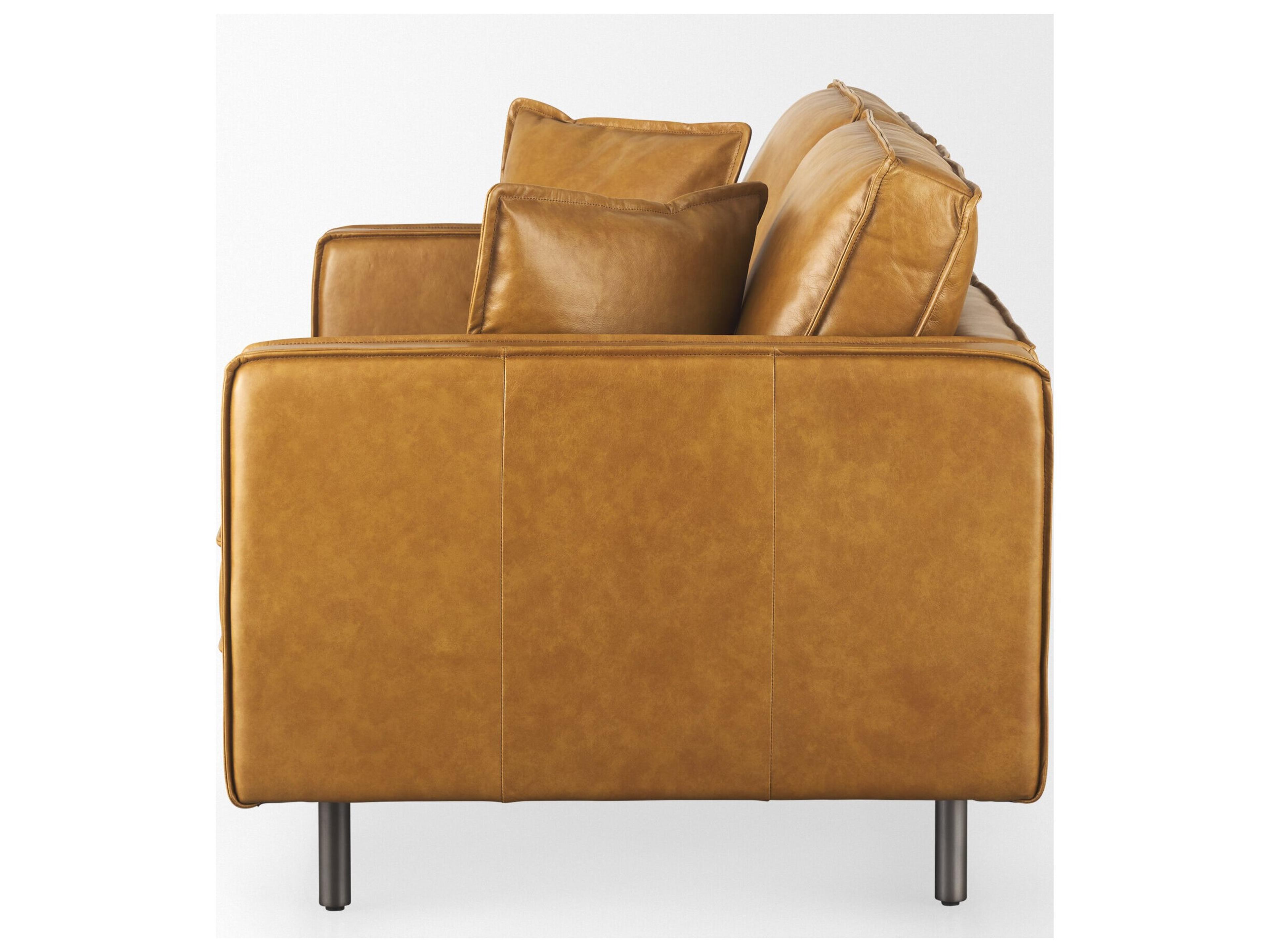 Mercana D'Arcy 65.0L x 37.0W x 34.0H Tan Leather Love Seat