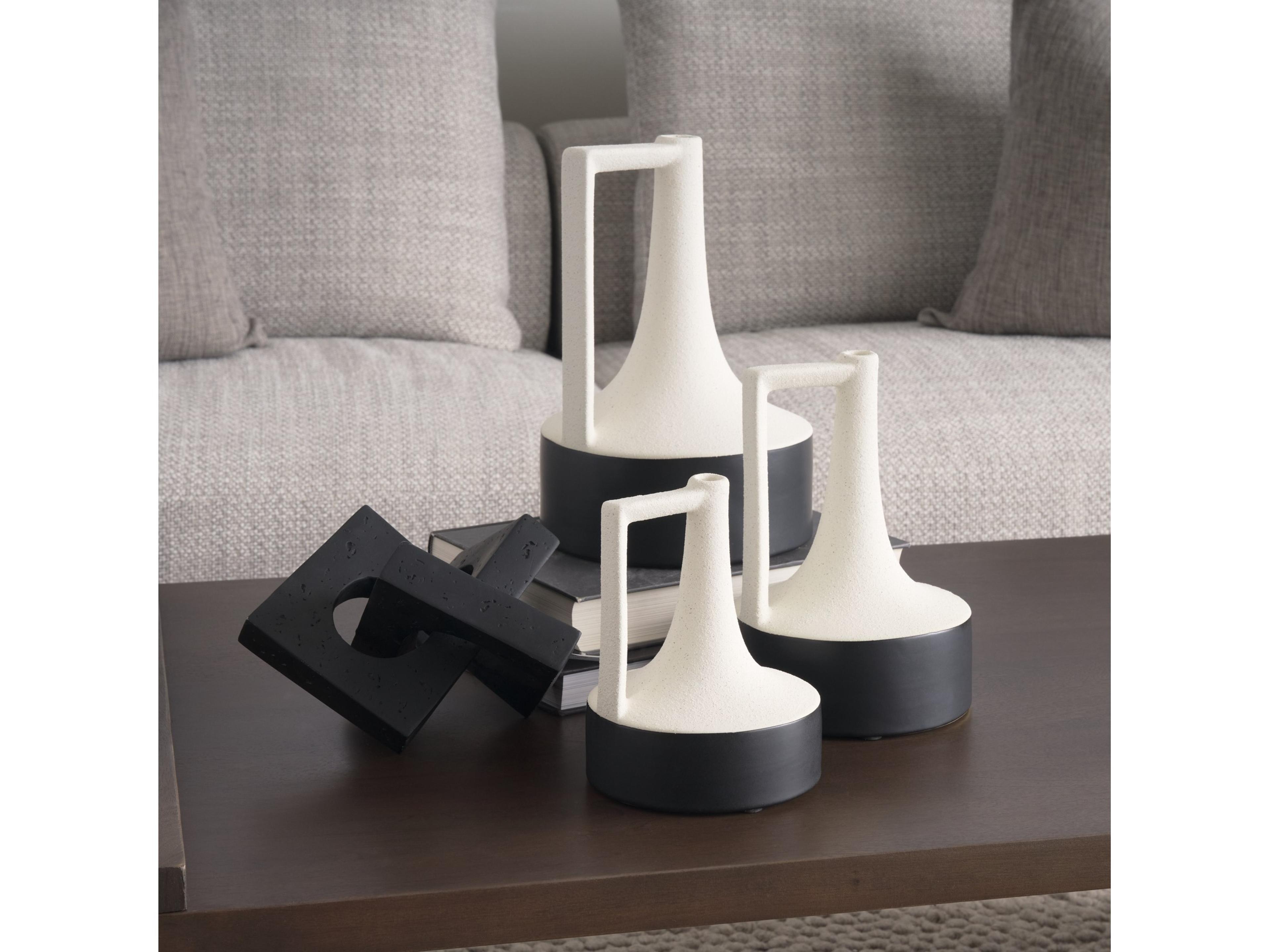 Mercana Burton 8.3H Small White and Black Ceramic Jug Vase