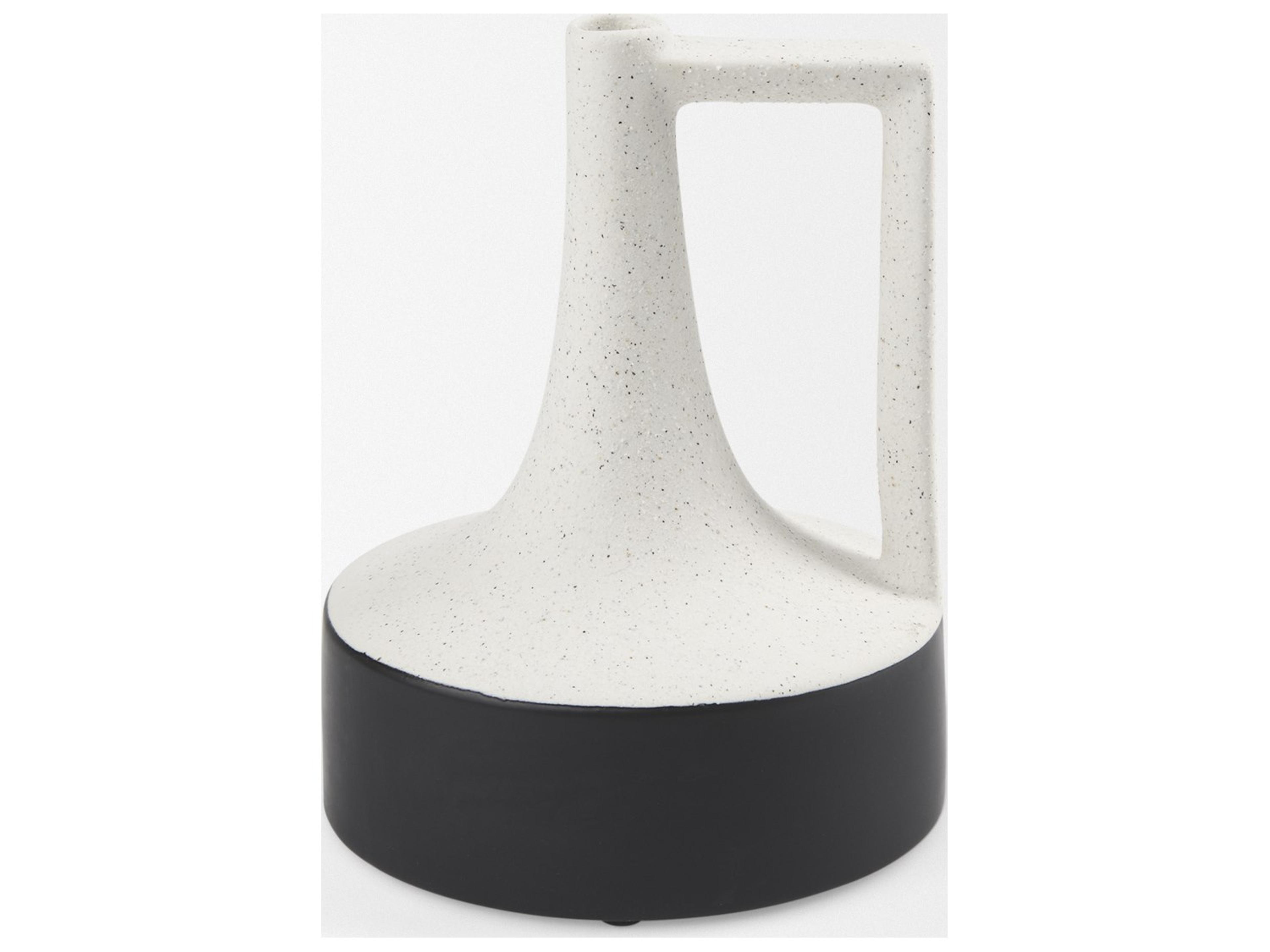 Mercana Burton 8.3H Small White and Black Ceramic Jug Vase