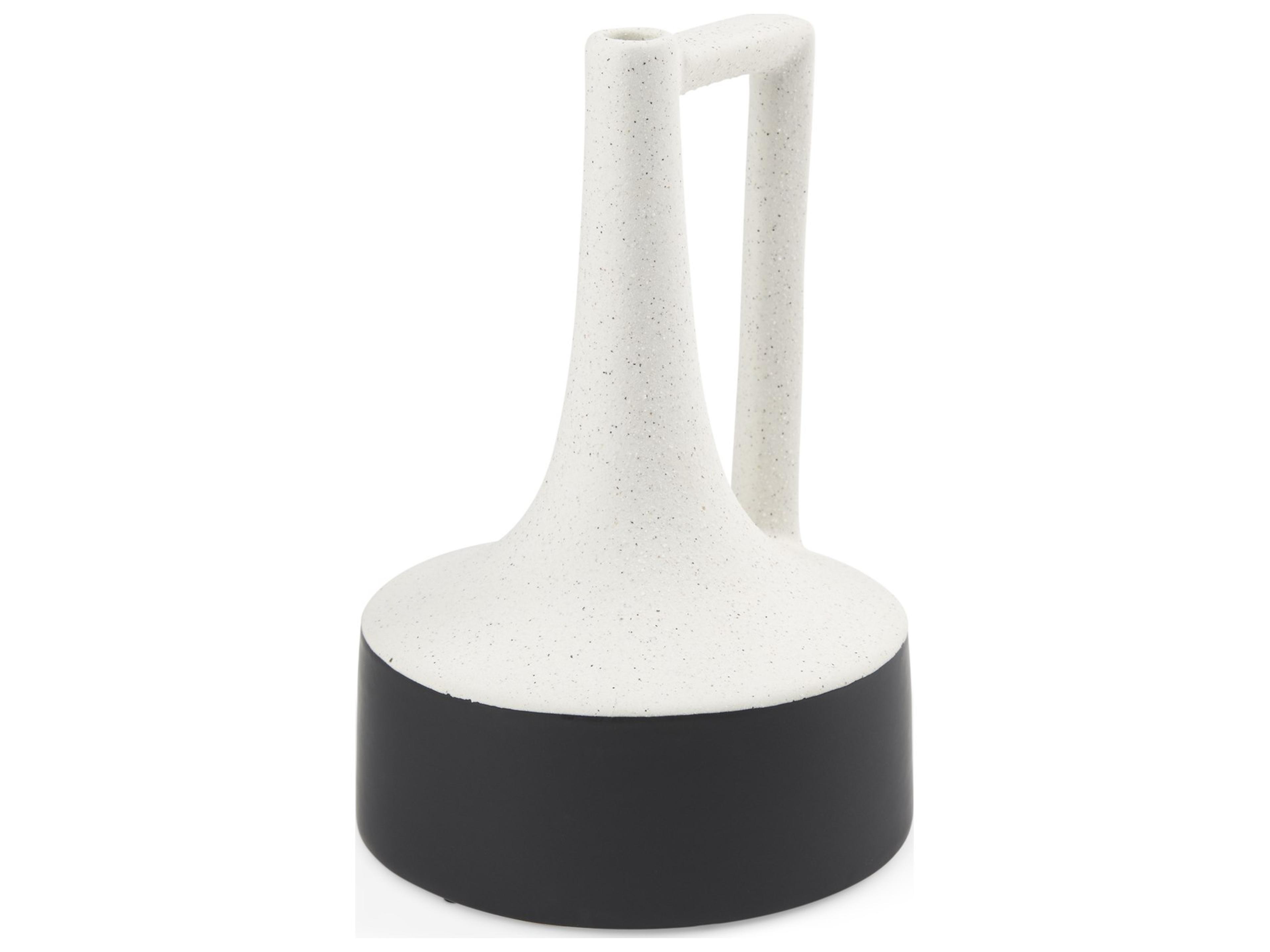 Burton 11.6H Medium White and Black Ceramic Jug Vase