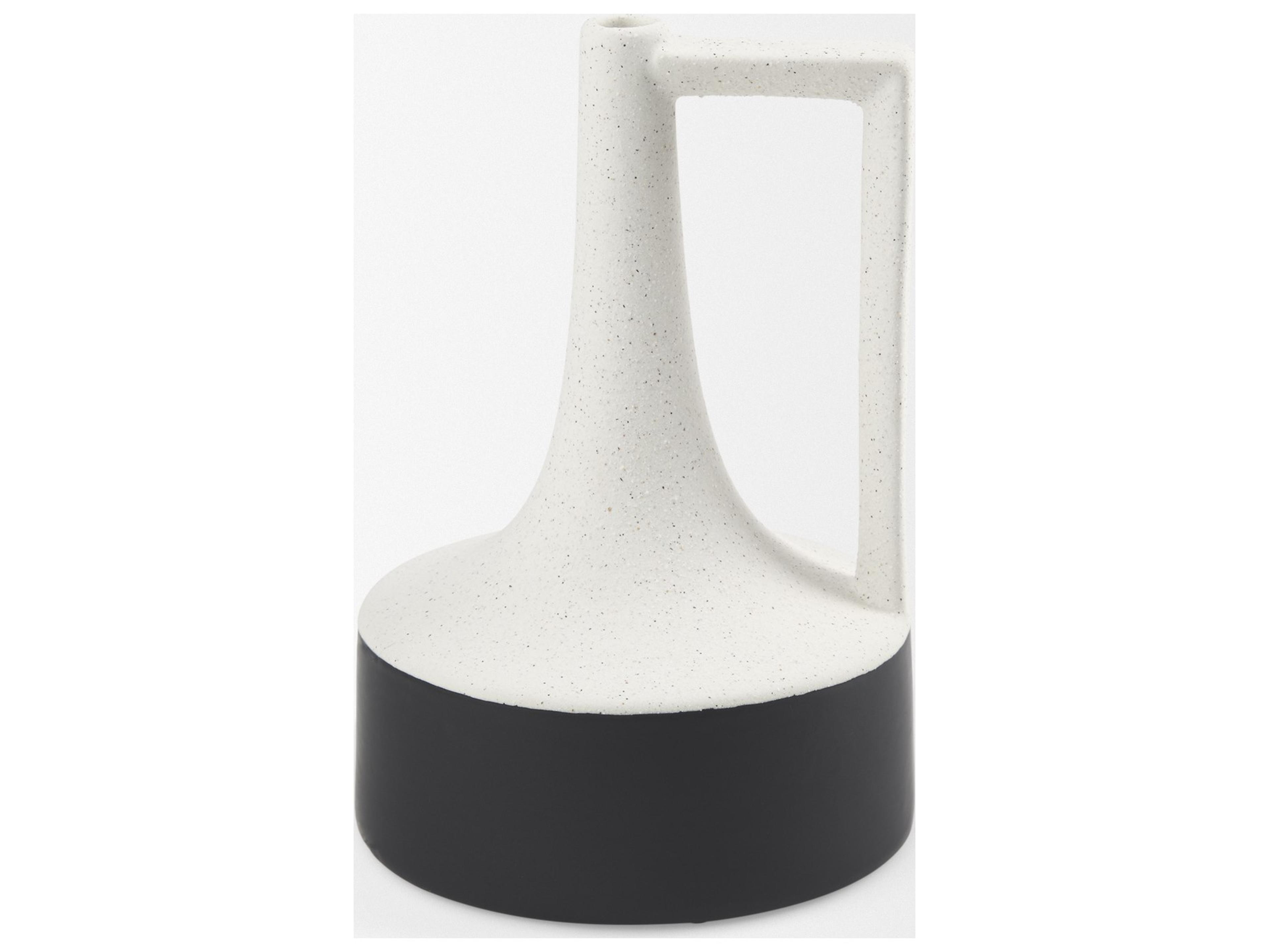 Mercana Burton 11.6H Medium White and Black Ceramic Jug Vase