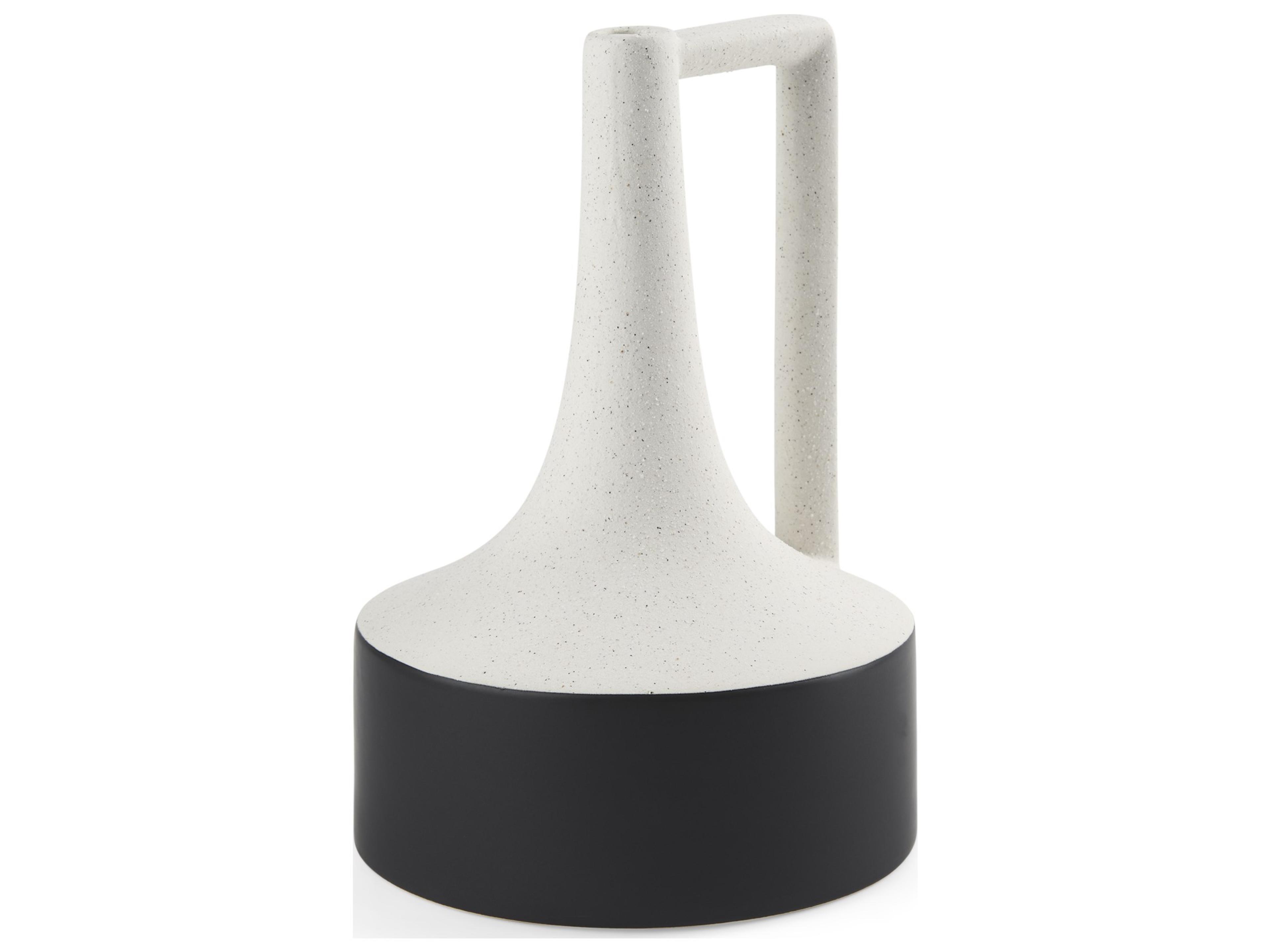 Burton 13.1H Large White and Black Ceramic Jug Vase