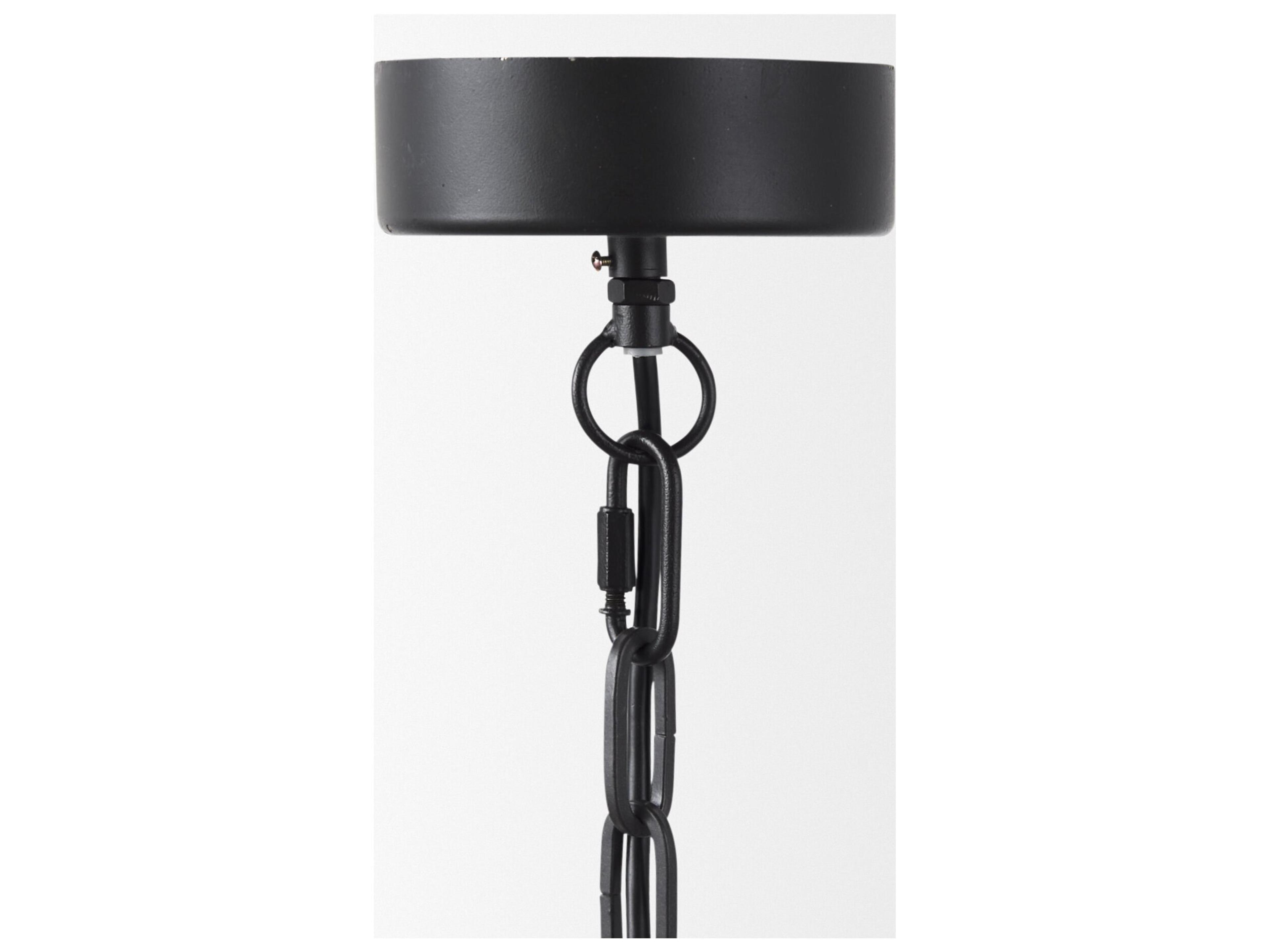 Mercana Pendra 19.7L x 19.7W x 89.0H Black Metal Wooden Bead Three Bulb Chandelier