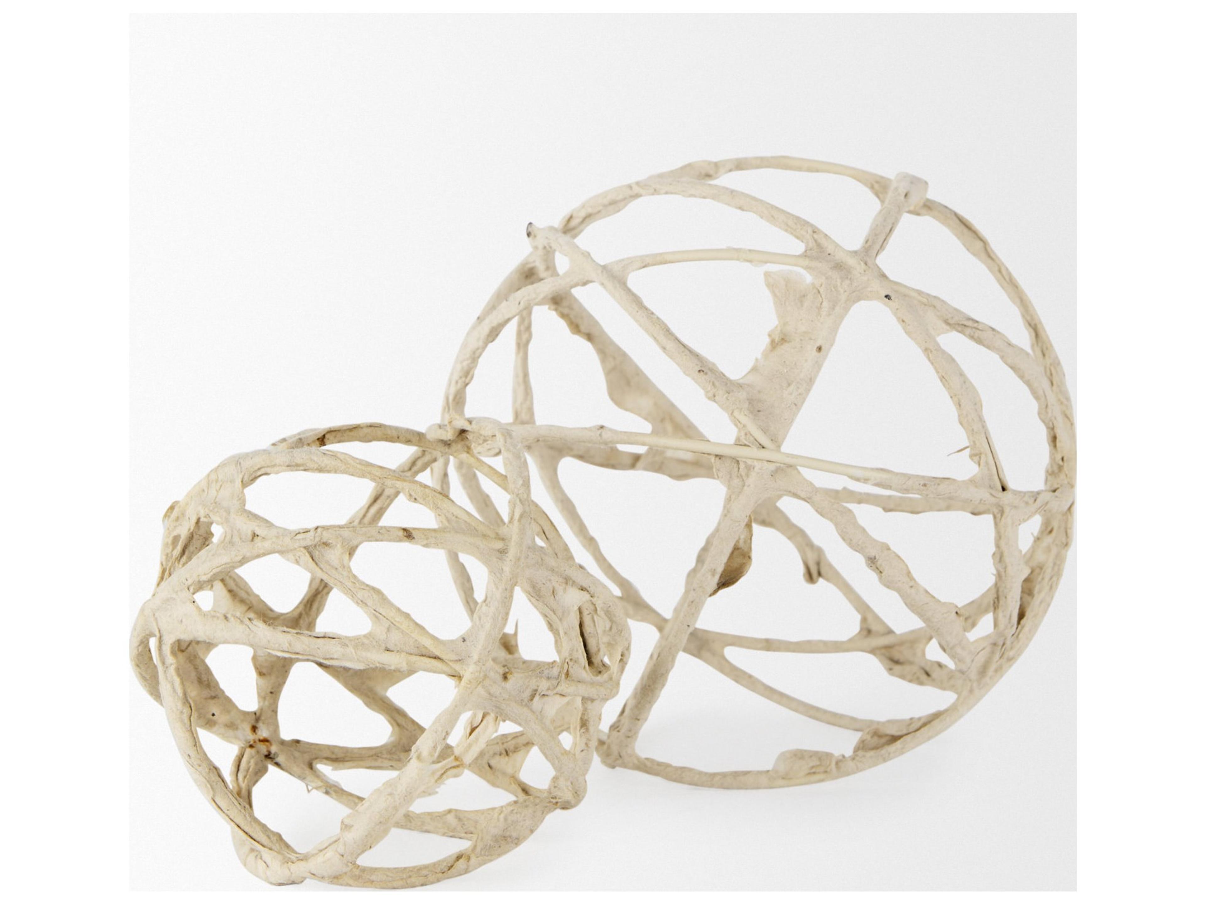 Mercana Kali 4.5L x 4.5W x 4.5H Small Beige Decorative Metal and Paper Object