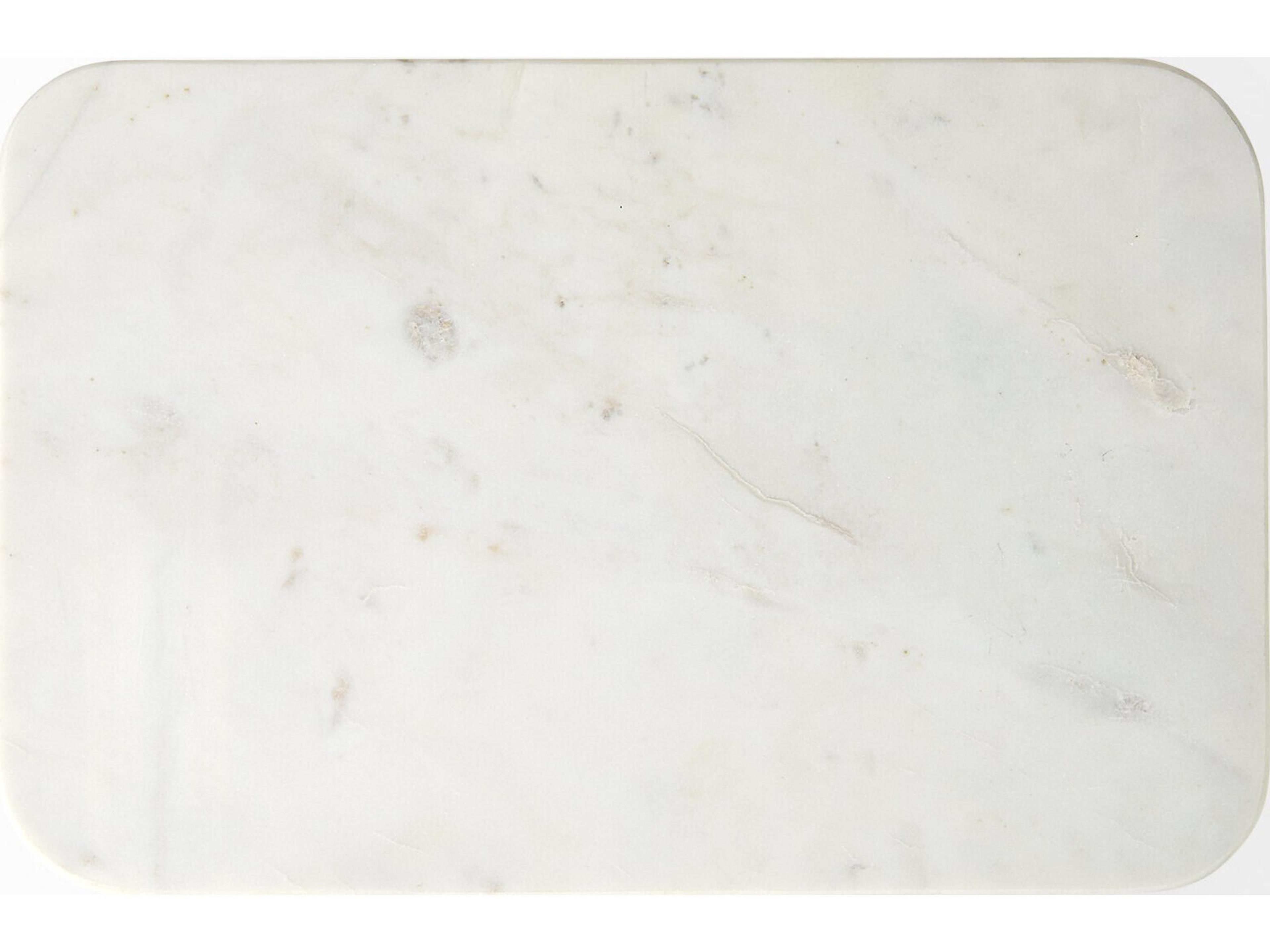 Mercana Preston 17.3L x 11.3W x 22.8H White Marble Top W/Gold Metal Accent Table