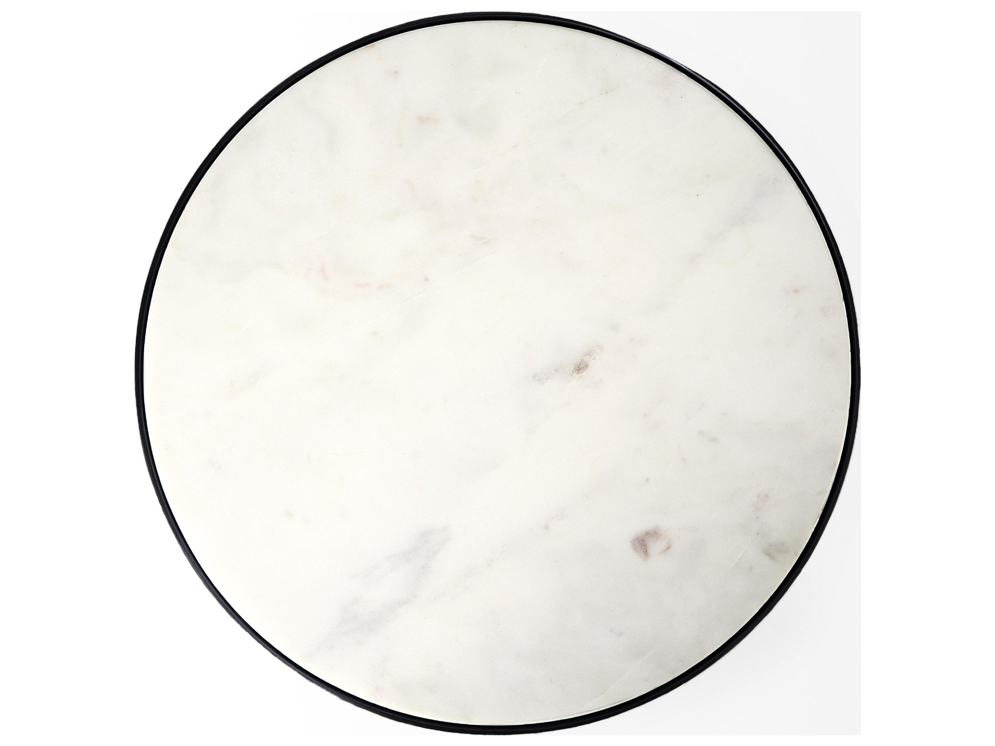 Mercana Patrick 23"H White Marble Top w/ Matte Black Metal Accent Table