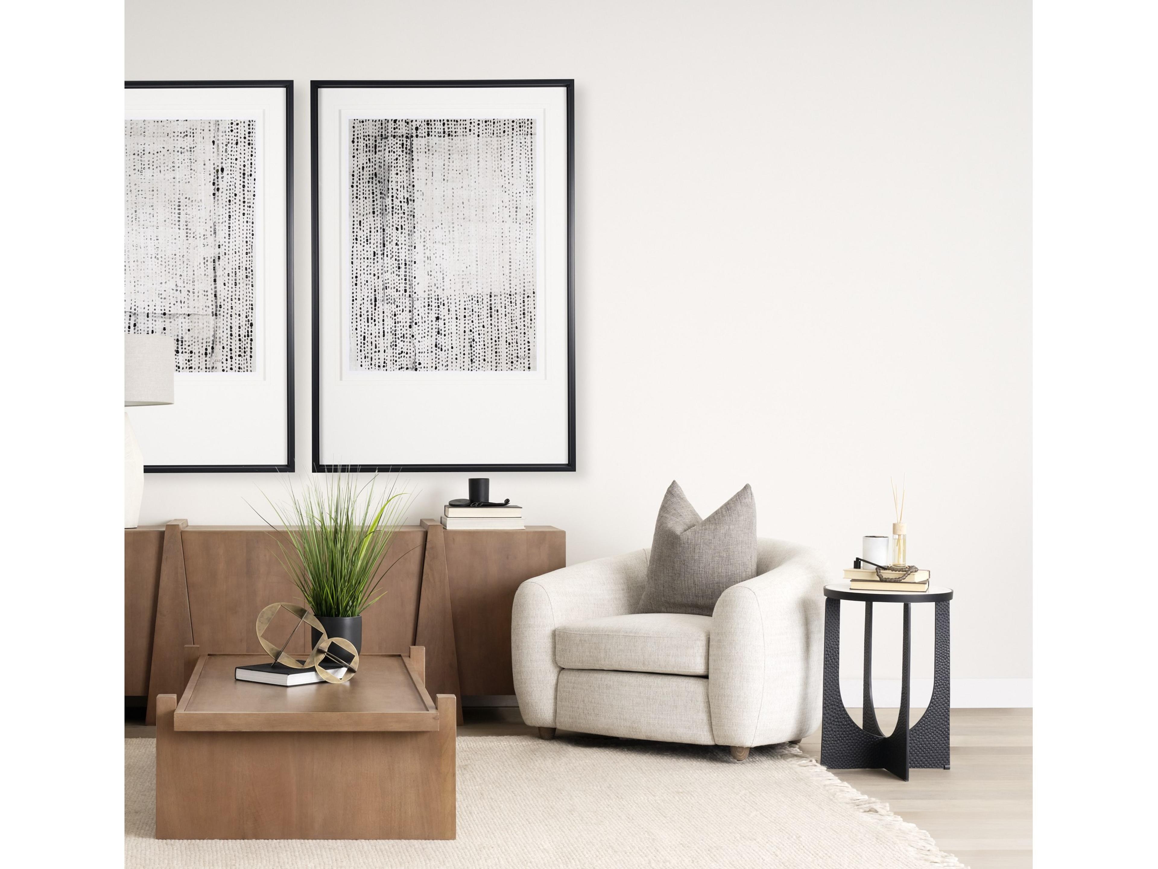 Mercana Patrick 23"H White Marble Top w/ Matte Black Metal Accent Table