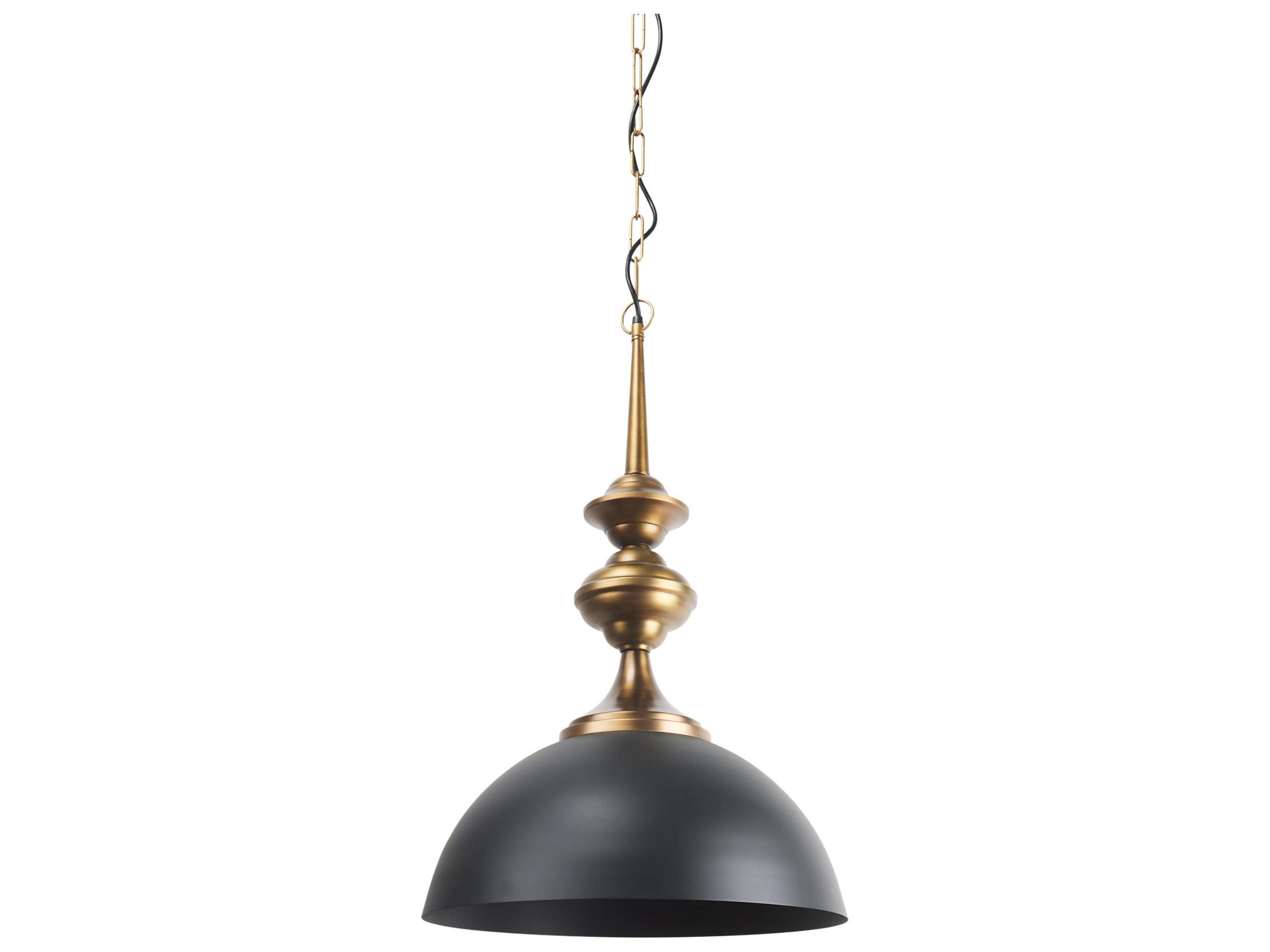 Mercana Willson 17.0L x 17.0W x 29.0H Black Iron W/Antique Brass Dome Pendant Light