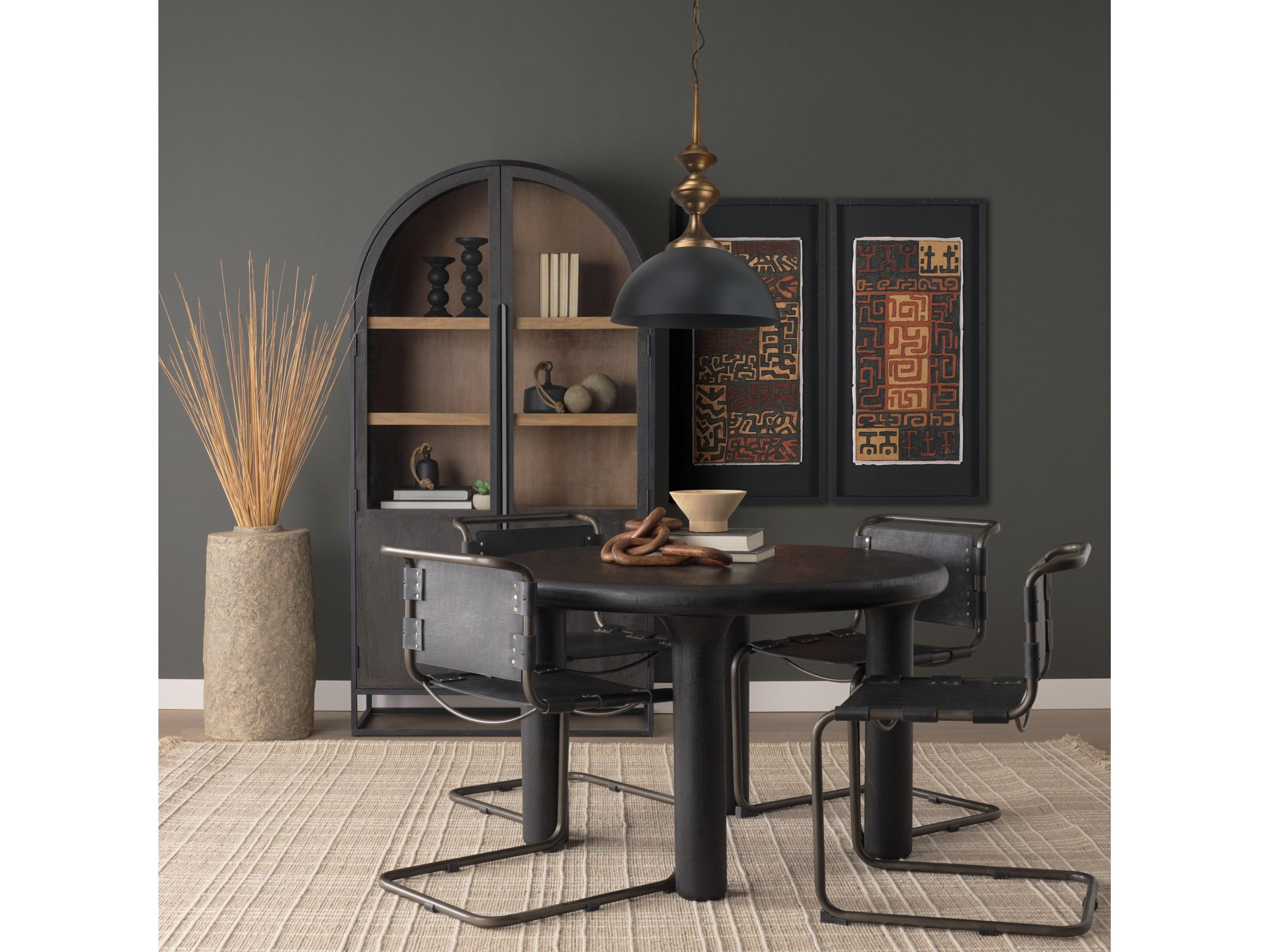 Mercana Willson 17.0L x 17.0W x 29.0H Black Iron W/Antique Brass Dome Pendant Light