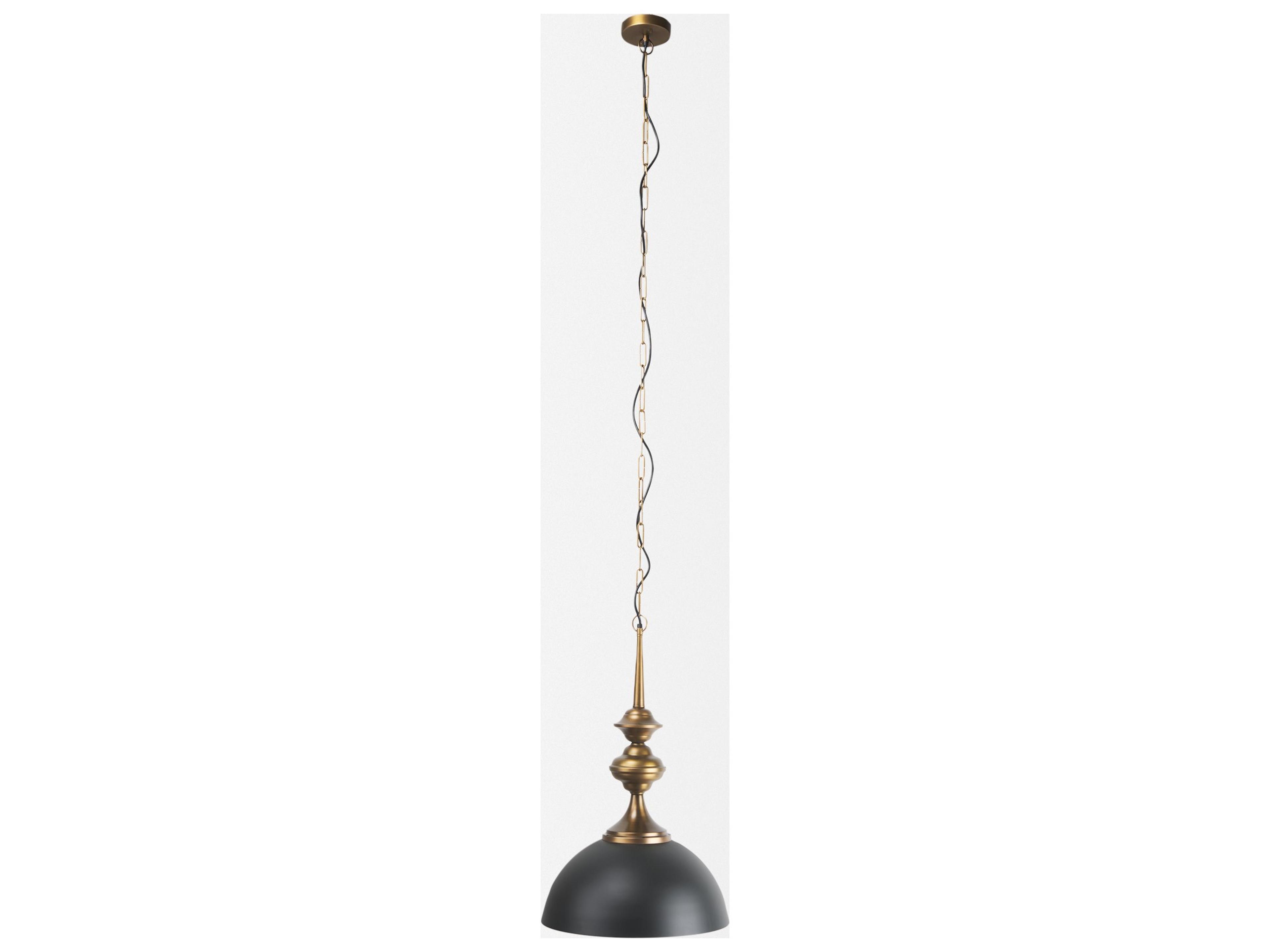 Mercana Willson 17.0L x 17.0W x 29.0H Black Iron W/Antique Brass Dome Pendant Light