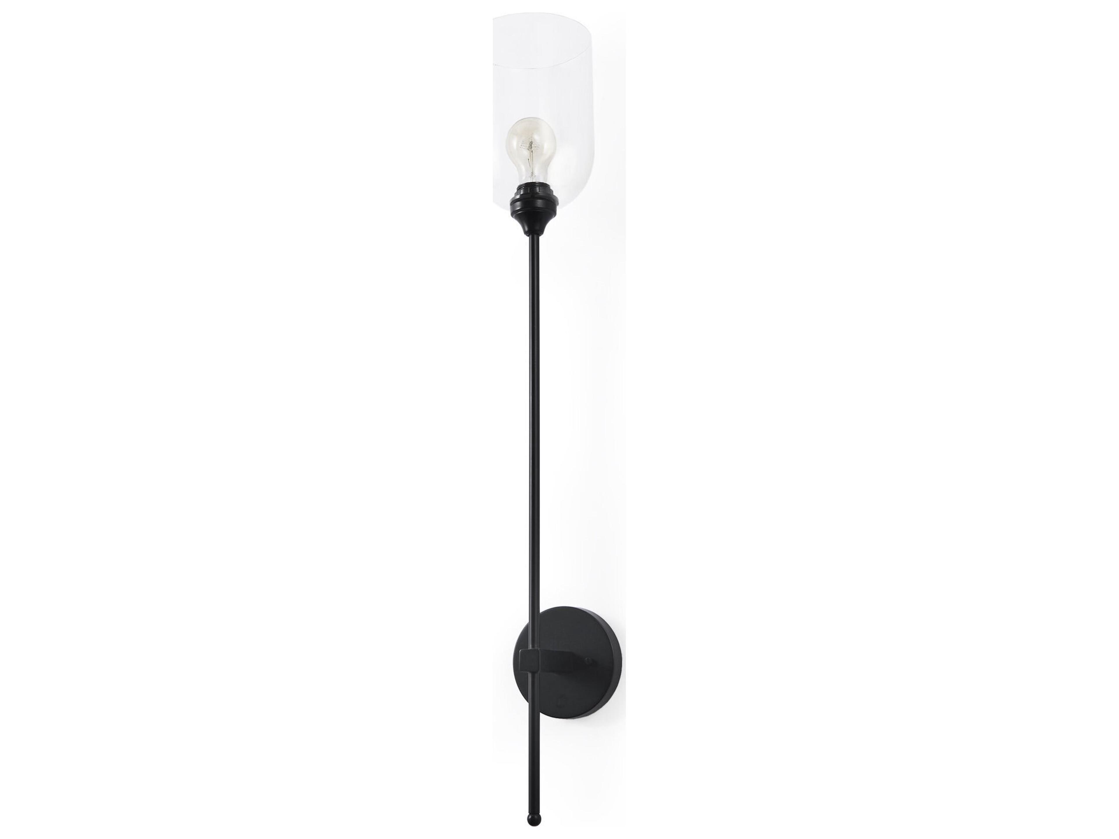 Mercana Clyde 6.0L x 8.0W x 37.0H Matte Black W/Glass Round Wall Sconce