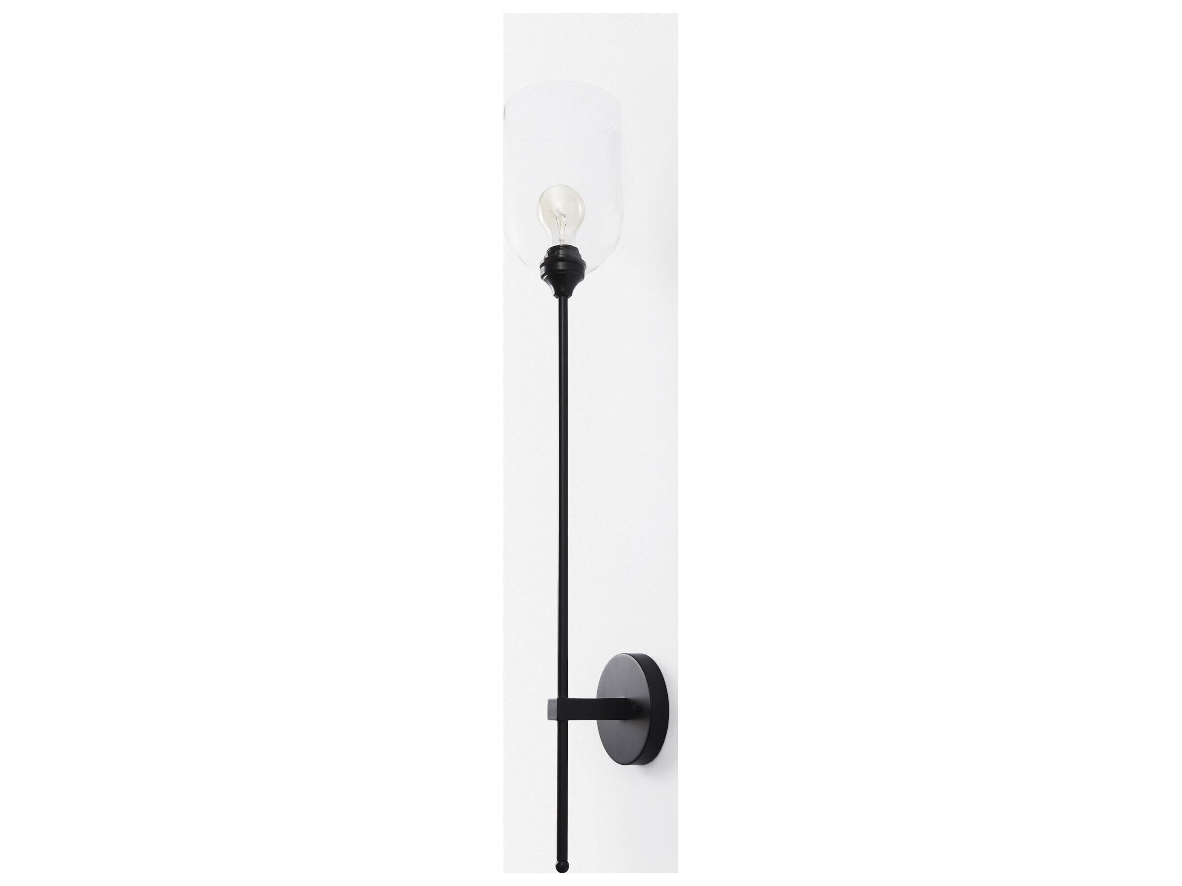 Mercana Clyde 6.0L x 8.0W x 37.0H Matte Black W/Glass Round Wall Sconce