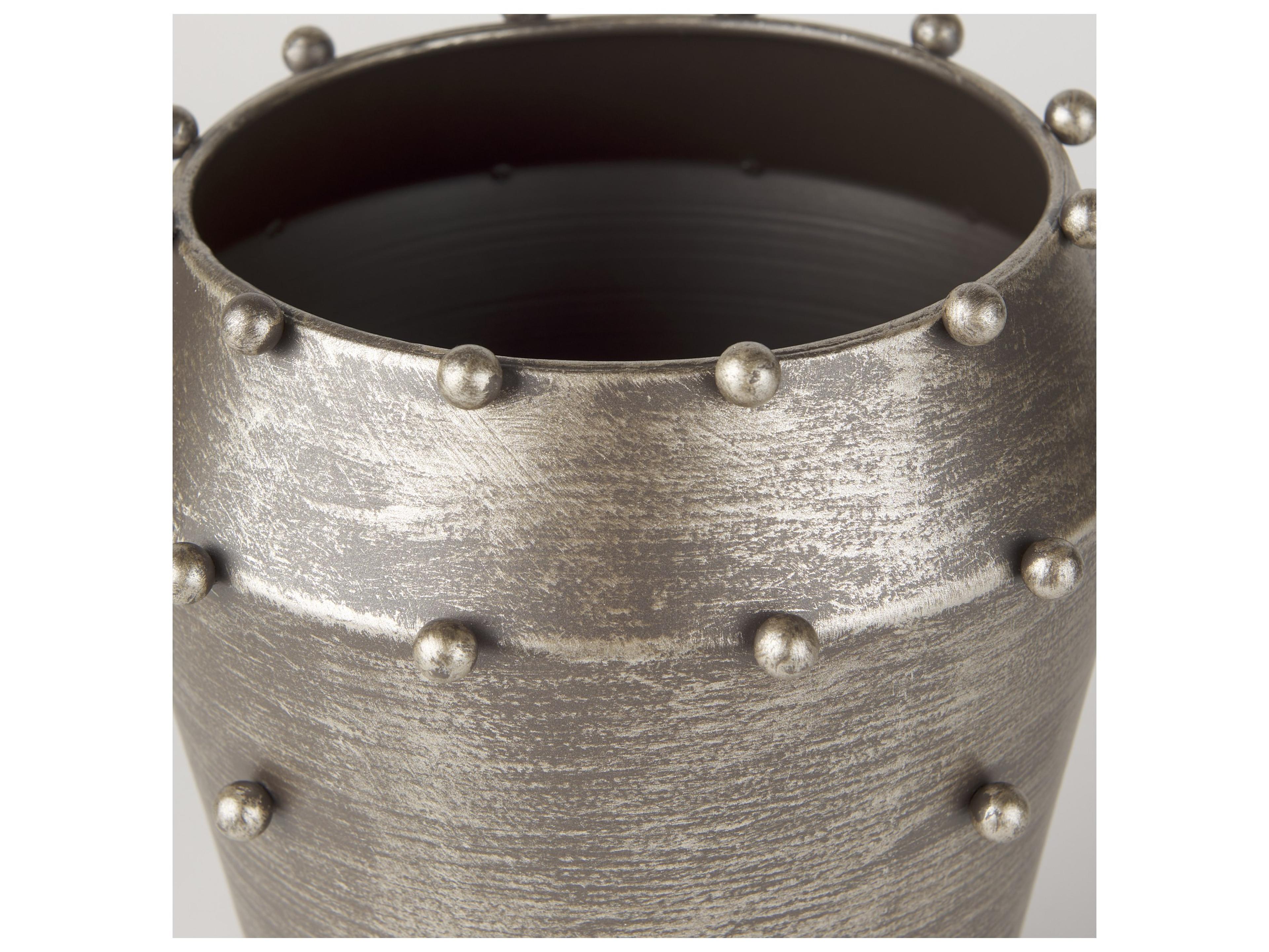 Mercana Elio  9.1H Small Champagne Metal W/Studs Vase