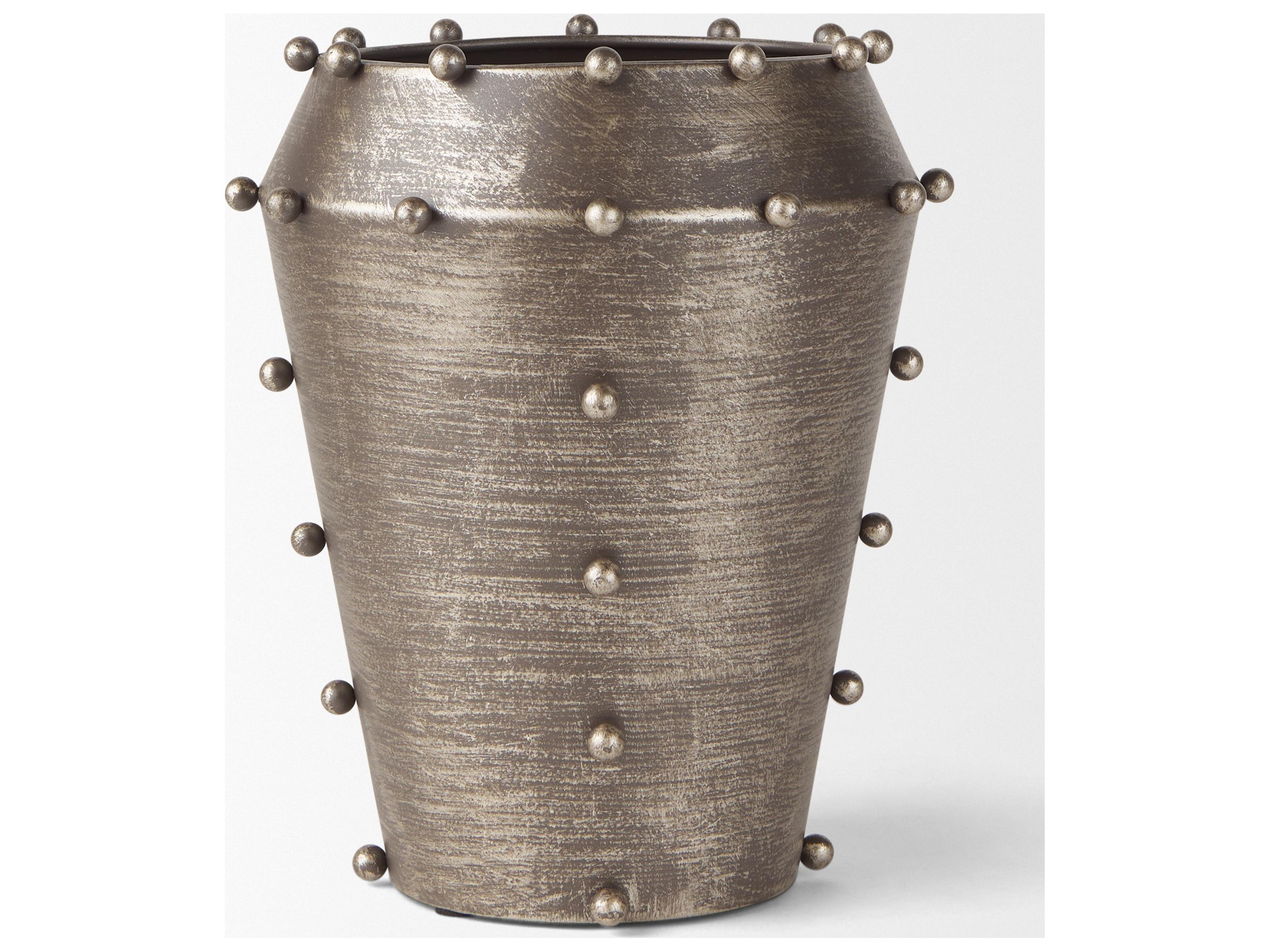 Mercana Elio  9.1H Small Champagne Metal W/Studs Vase