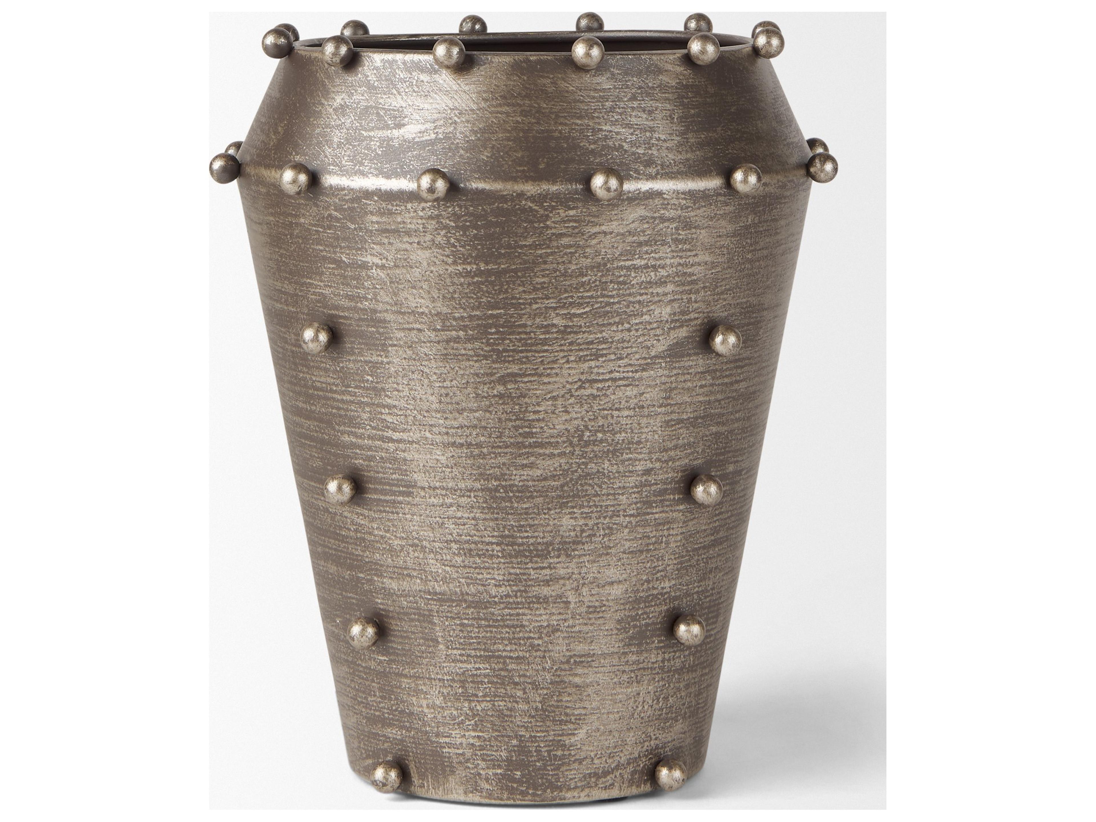 Mercana Elio  9.1H Small Champagne Metal W/Studs Vase