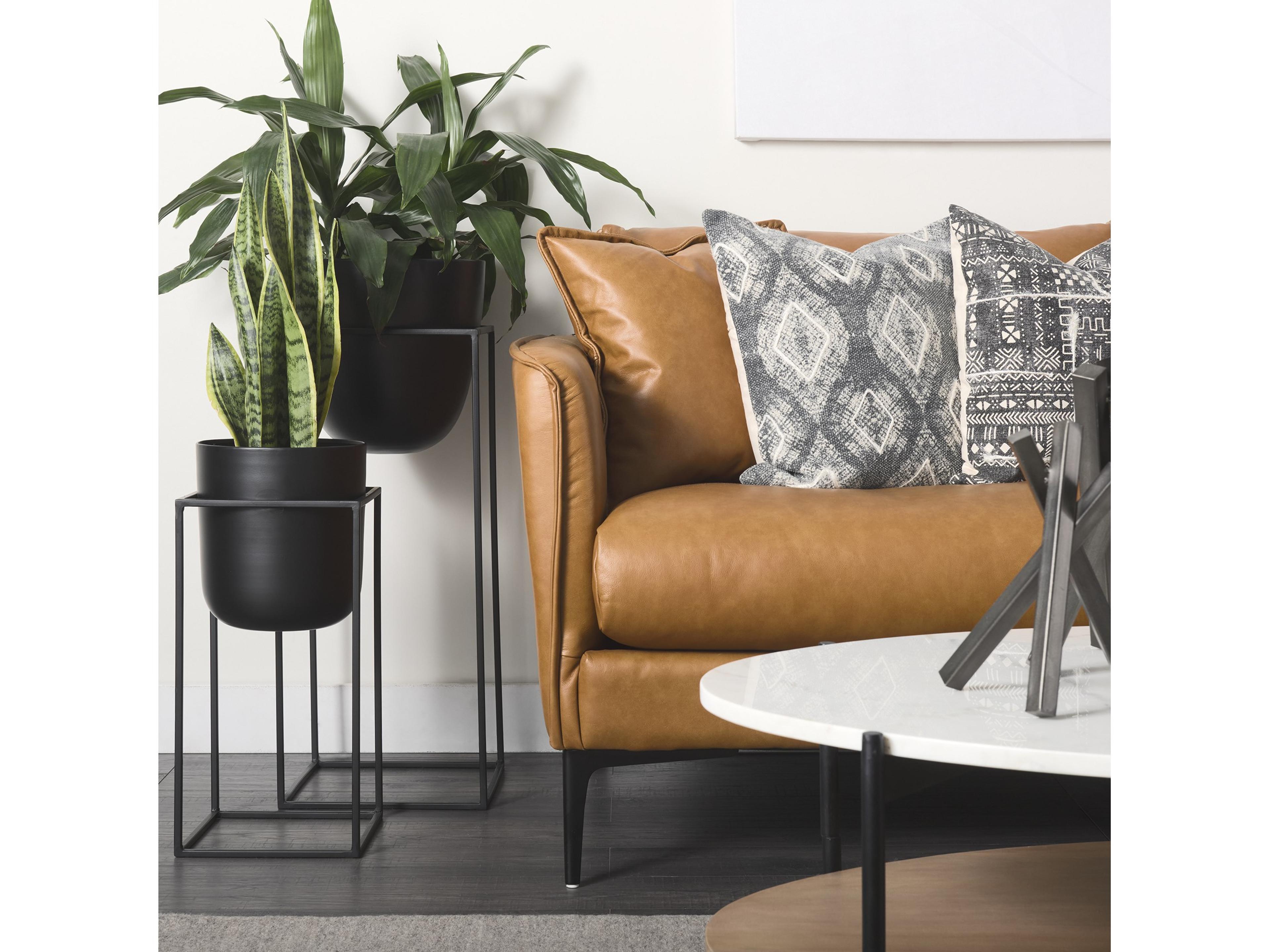 Mercana Lake Como 85.8L x 36.6W x 32.3H Tan Leather Three Seater Sofa