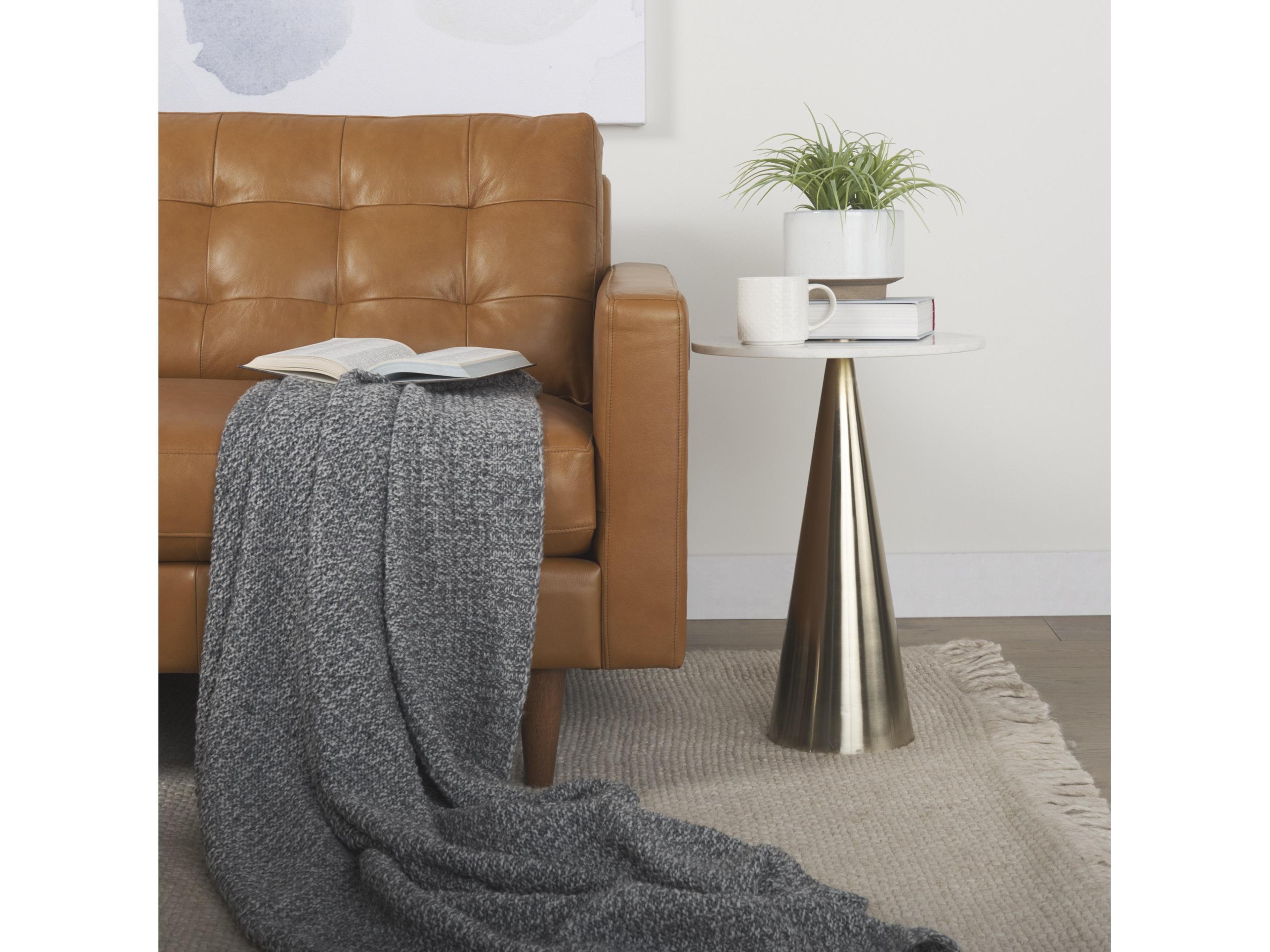 Mercana Olaf 88.2L x 37.8W x 35.0H Tan Leather Sofa