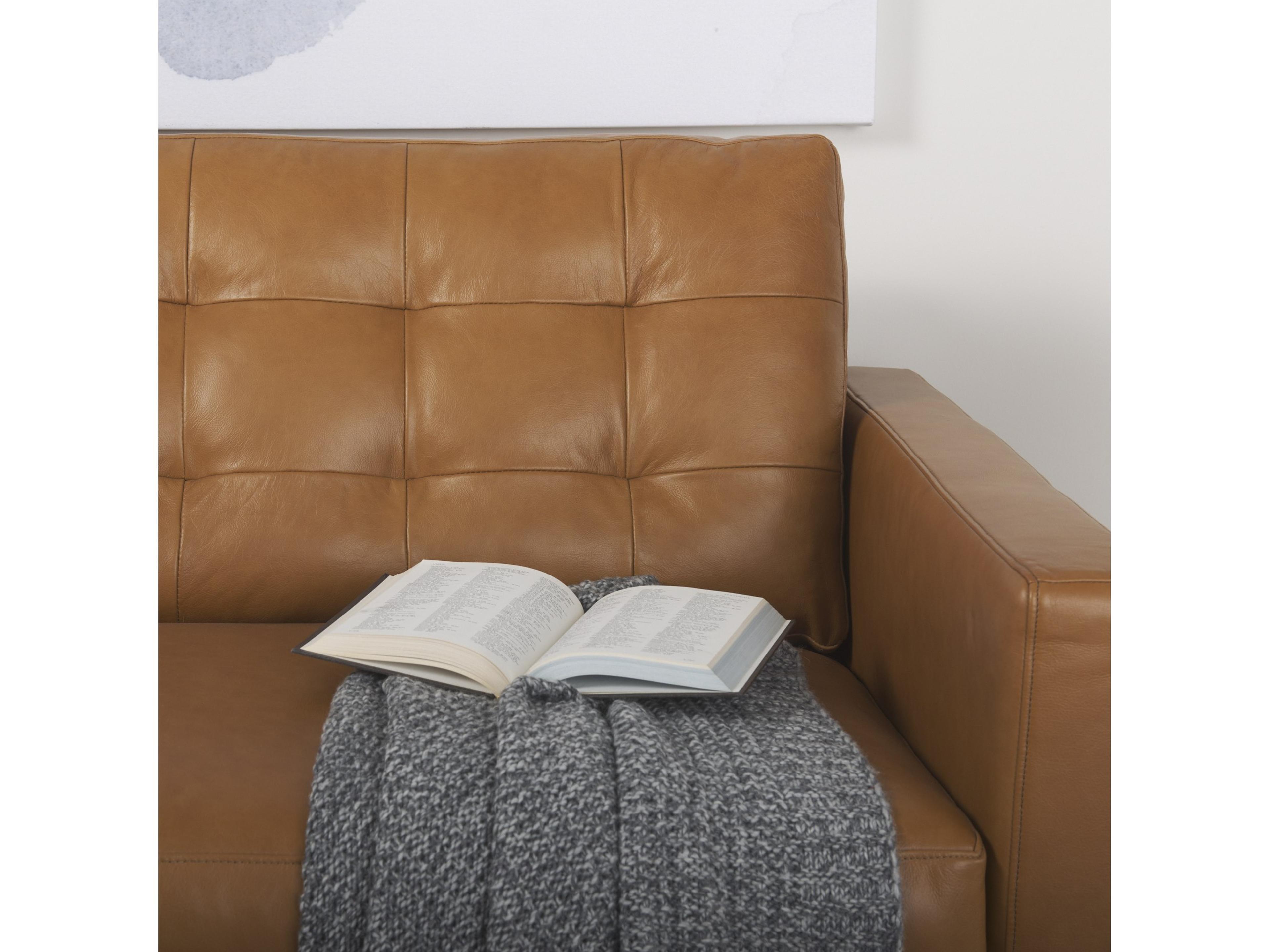 Mercana Olaf 88.2L x 37.8W x 35.0H Tan Leather Sofa