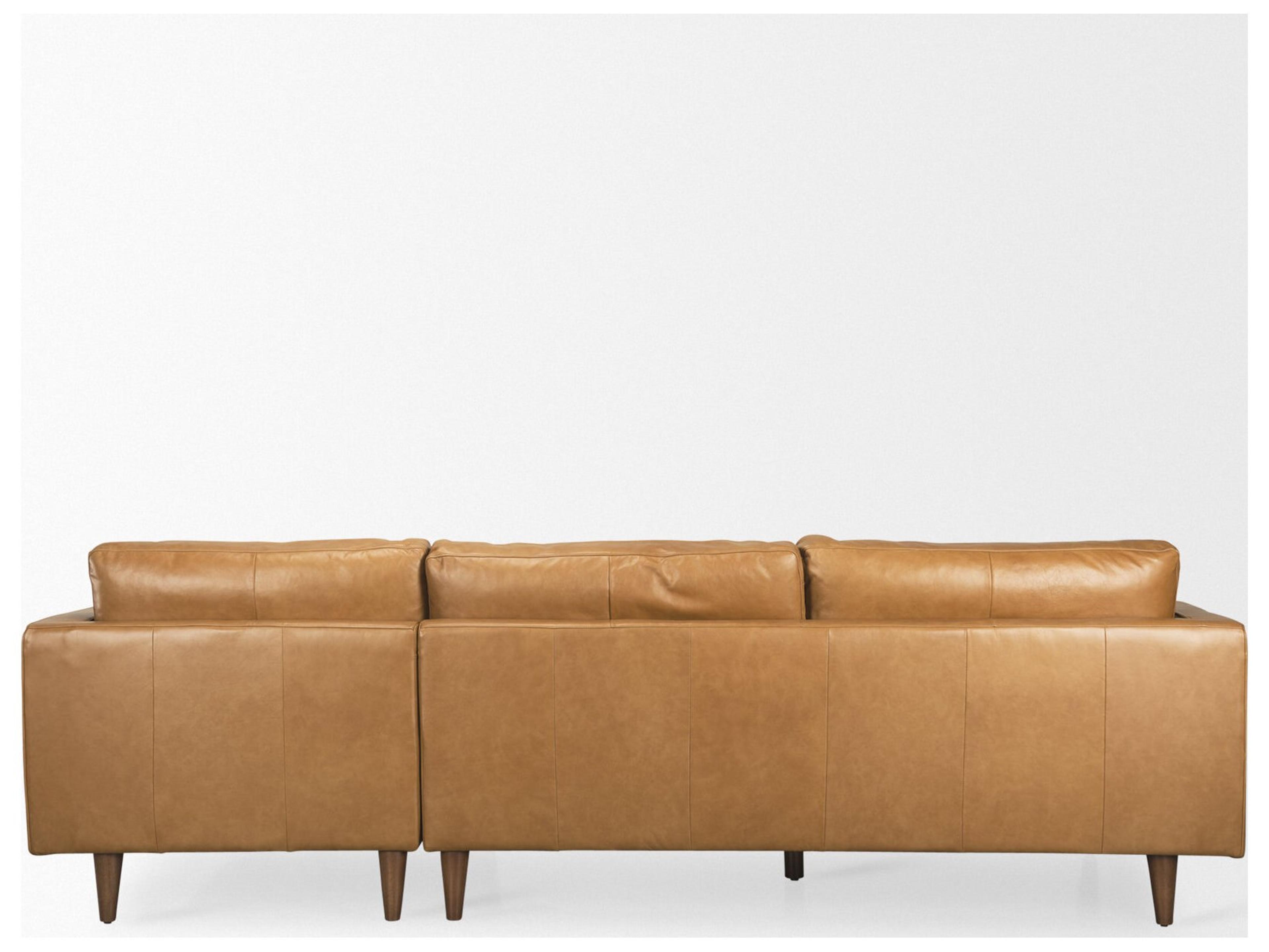 Mercana Elton 111.4L x 68.1W x 34.3H Tan Leather Right Chaise Sectional