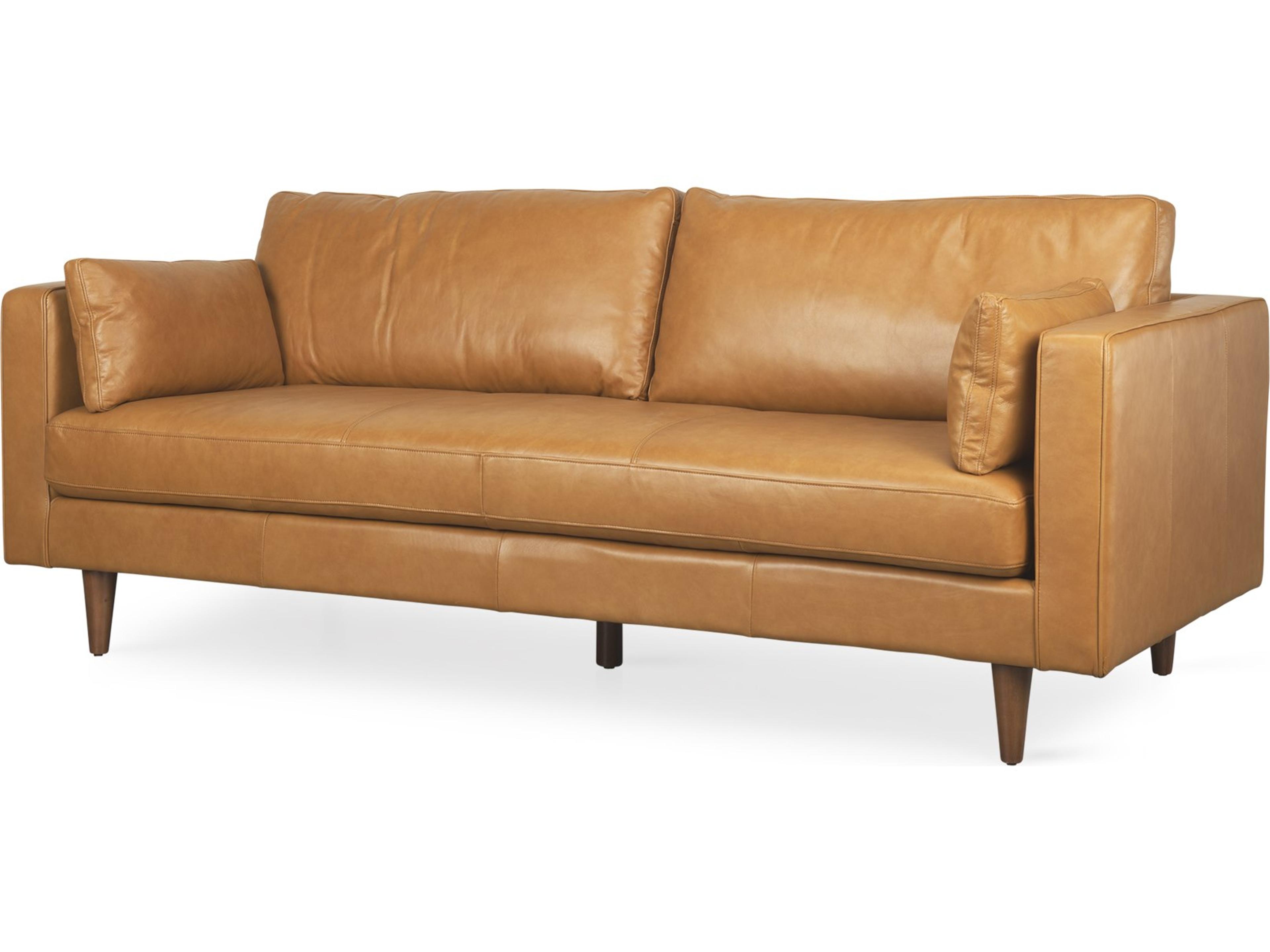 Elton  87.8L x 37.8W x 34.6H Tan Leather Sofa