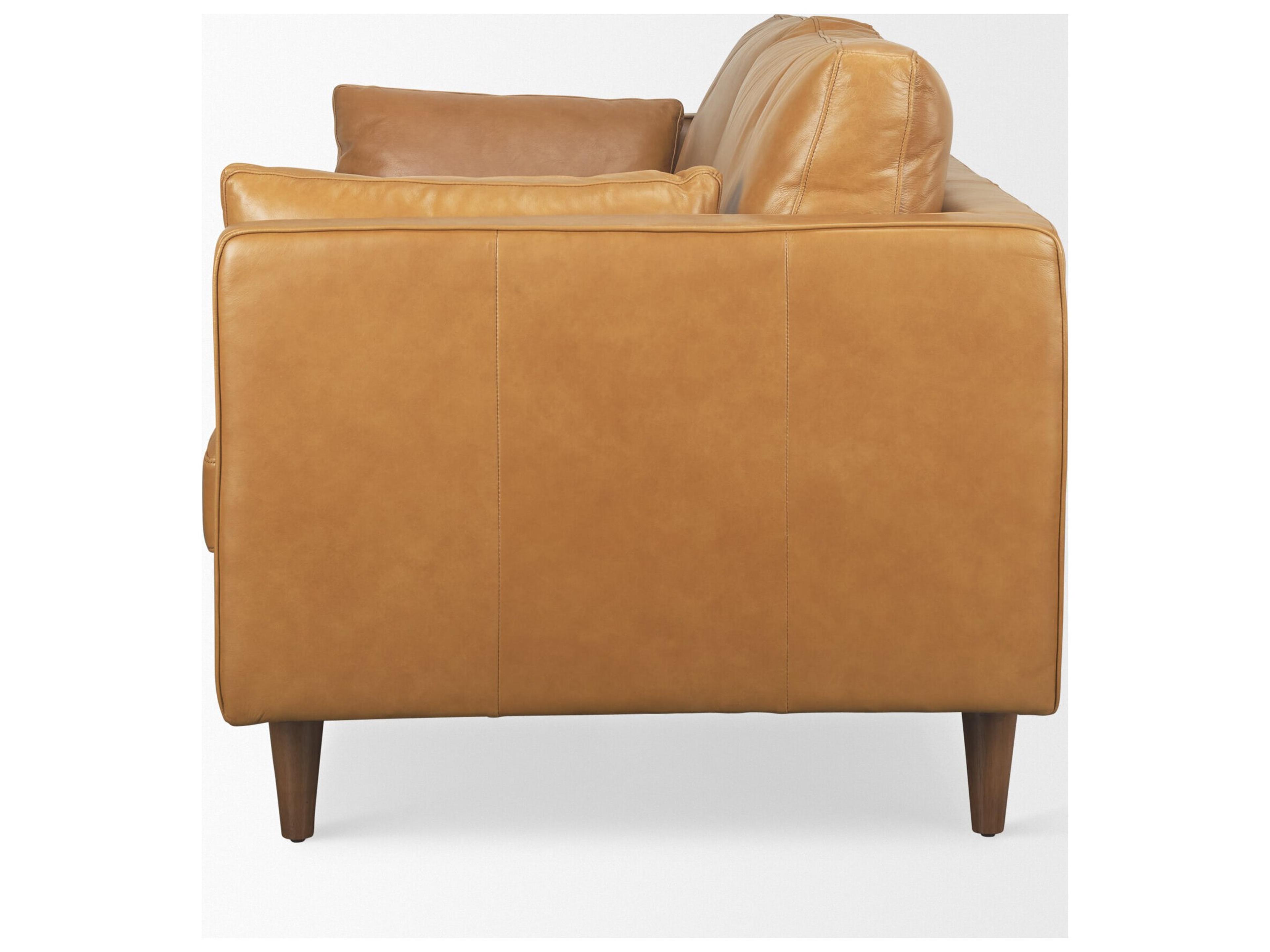 Mercana Elton  87.8L x 37.8W x 34.6H Tan Leather Sofa