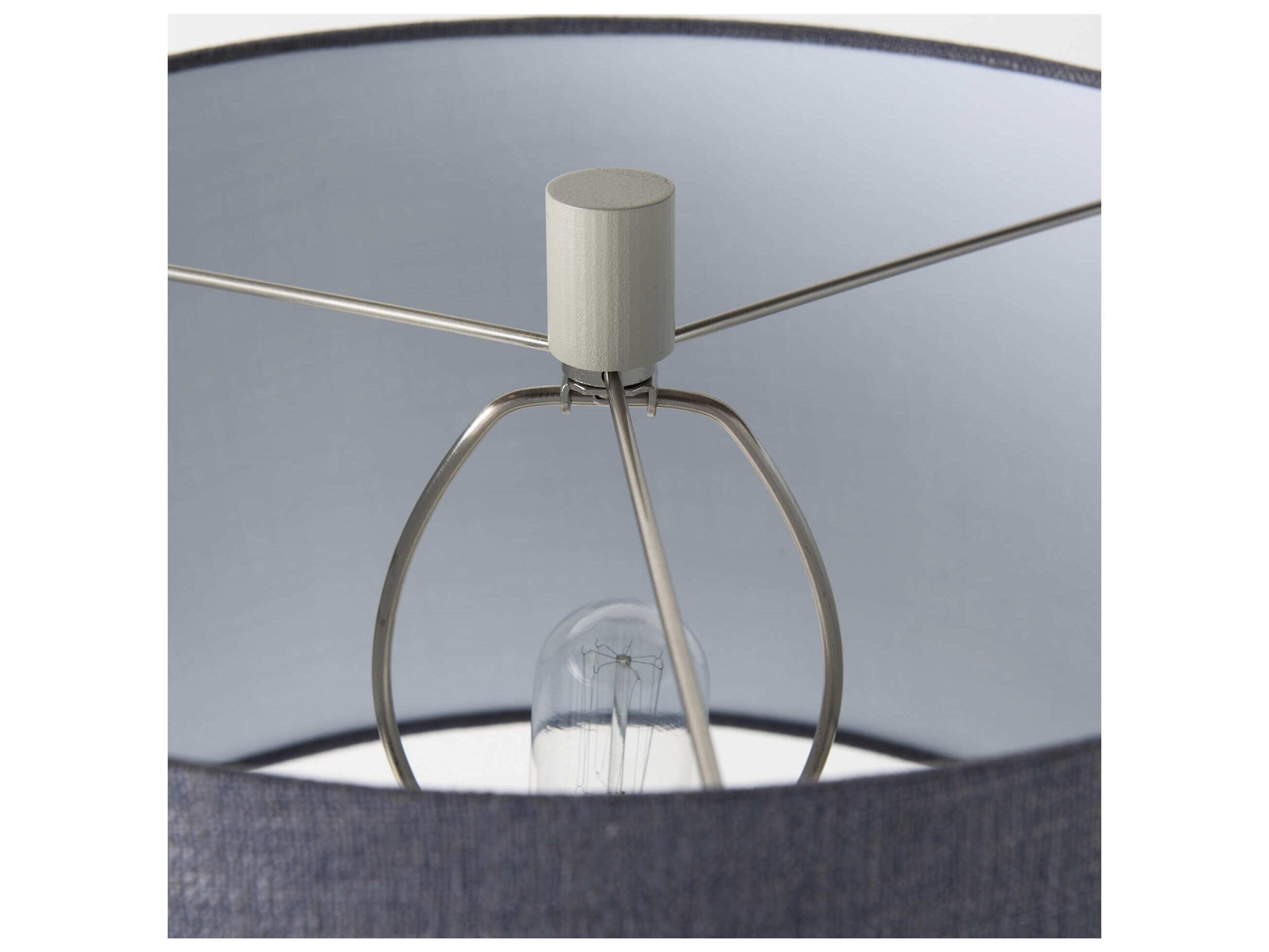 Mercana Quinn 19.0L x 19.0W x 24.6H Beige Base W/Navy Fabric Shade Table Lamp