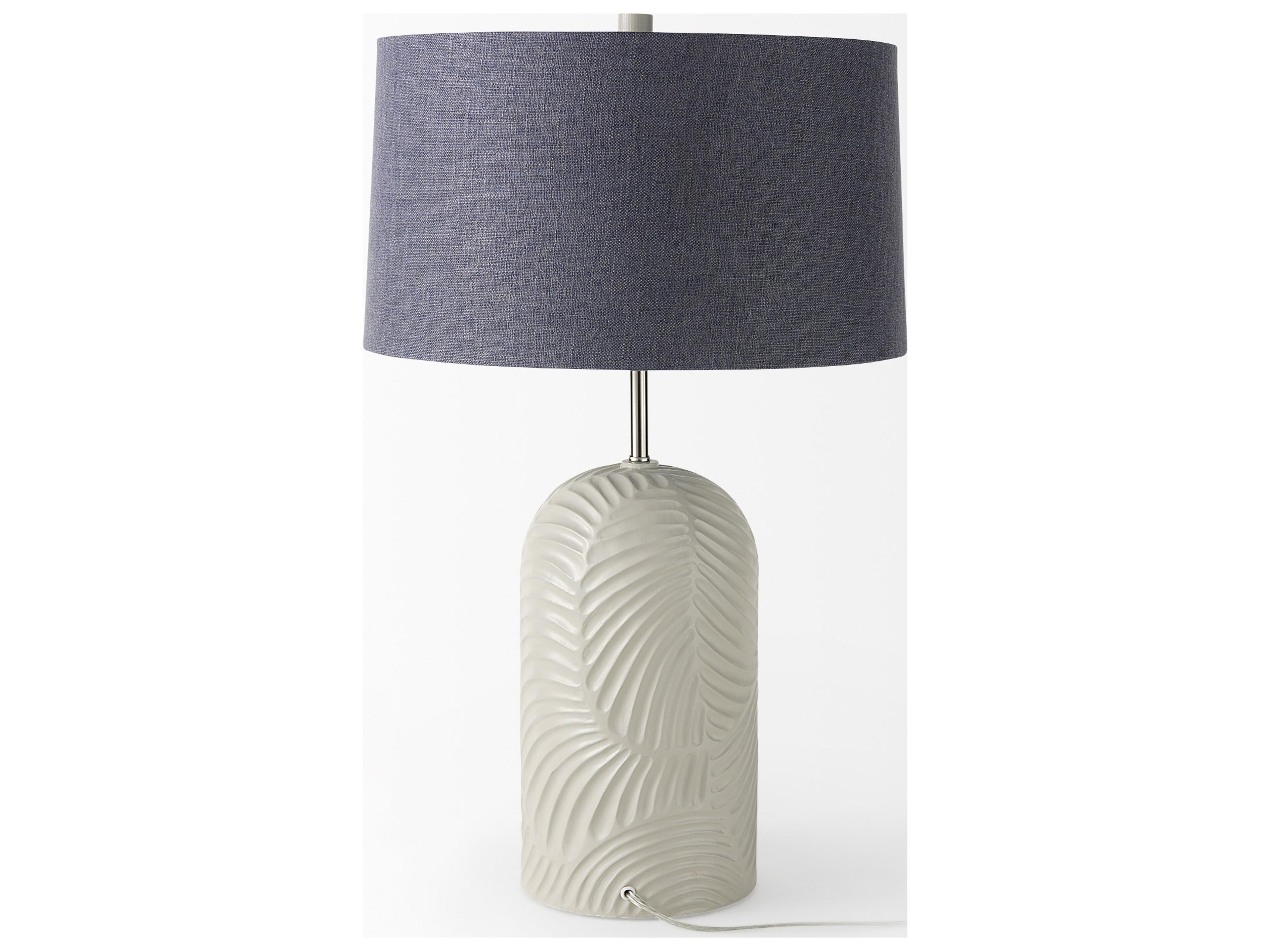 Mercana Quinn 19.0L x 19.0W x 24.6H Beige Base W/Navy Fabric Shade Table Lamp
