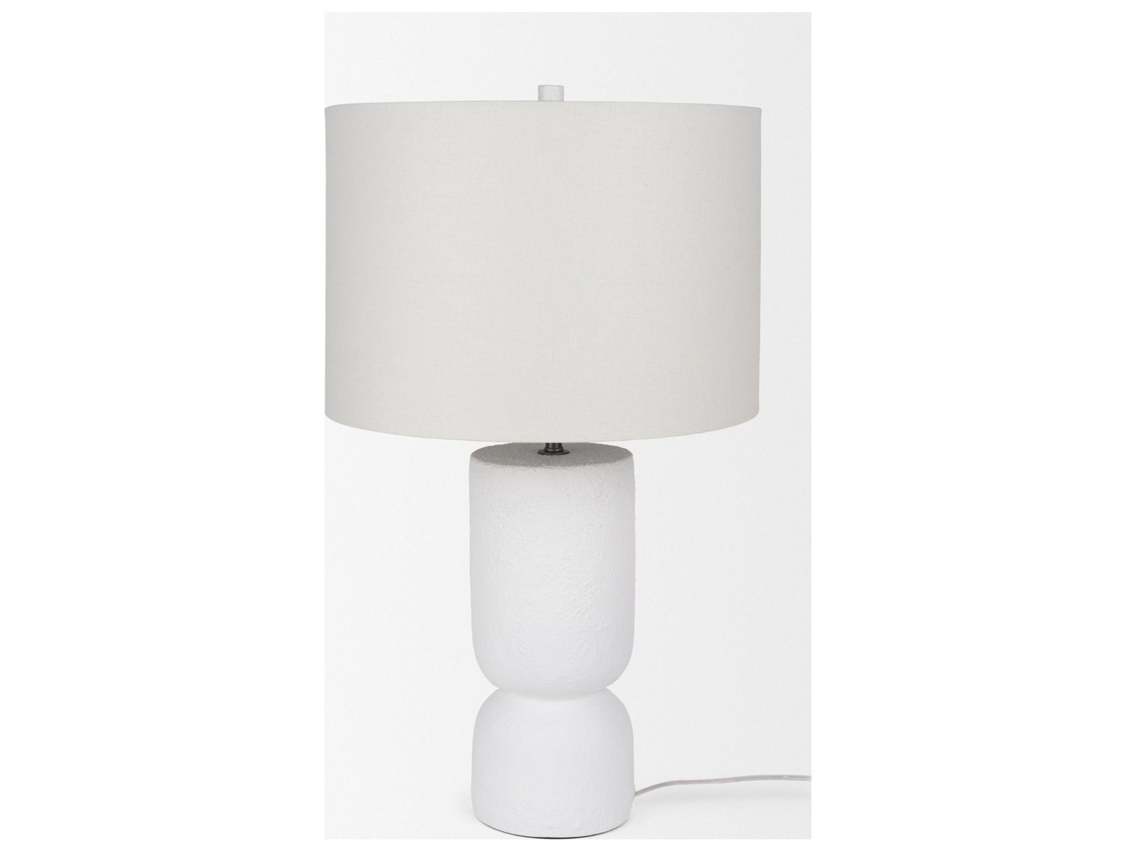 Mercana Everly  15.0L x 15.0W x 27.5H White Cement W/Beige Shade Table Lamp