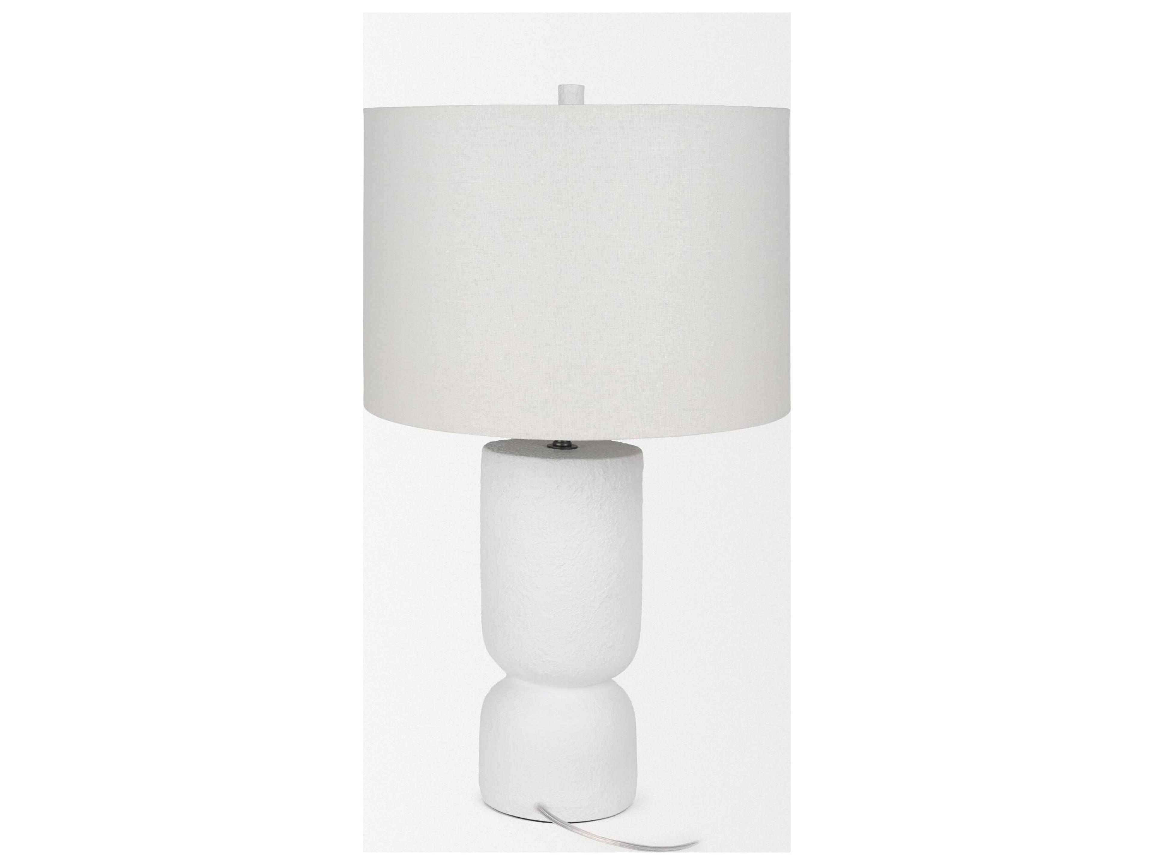 Mercana Everly  15.0L x 15.0W x 27.5H White Cement W/Beige Shade Table Lamp