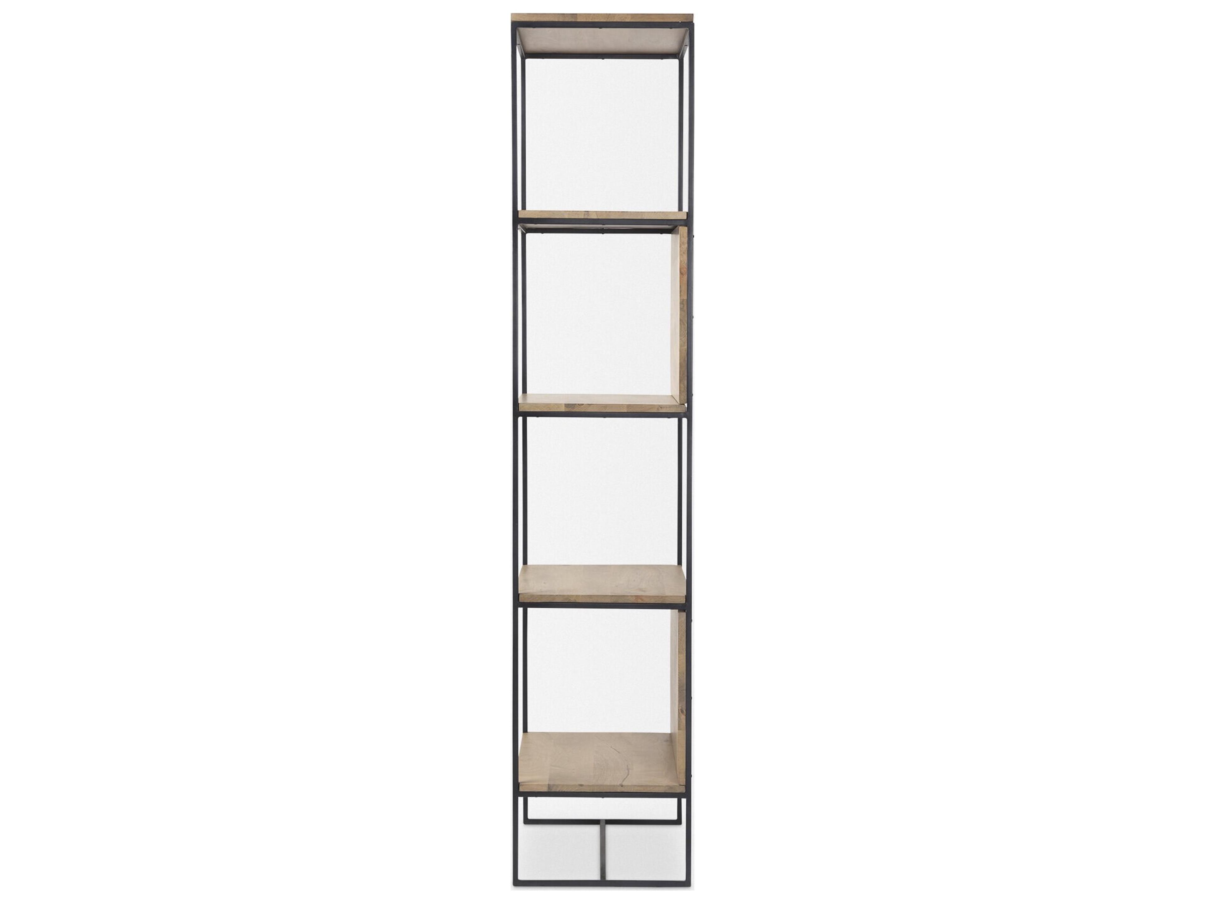 Mercana Morris 19.75 L x 15.0W x 72.5H Beige Wood W/Black Metal Frame 4-Tier Shelving Unit
