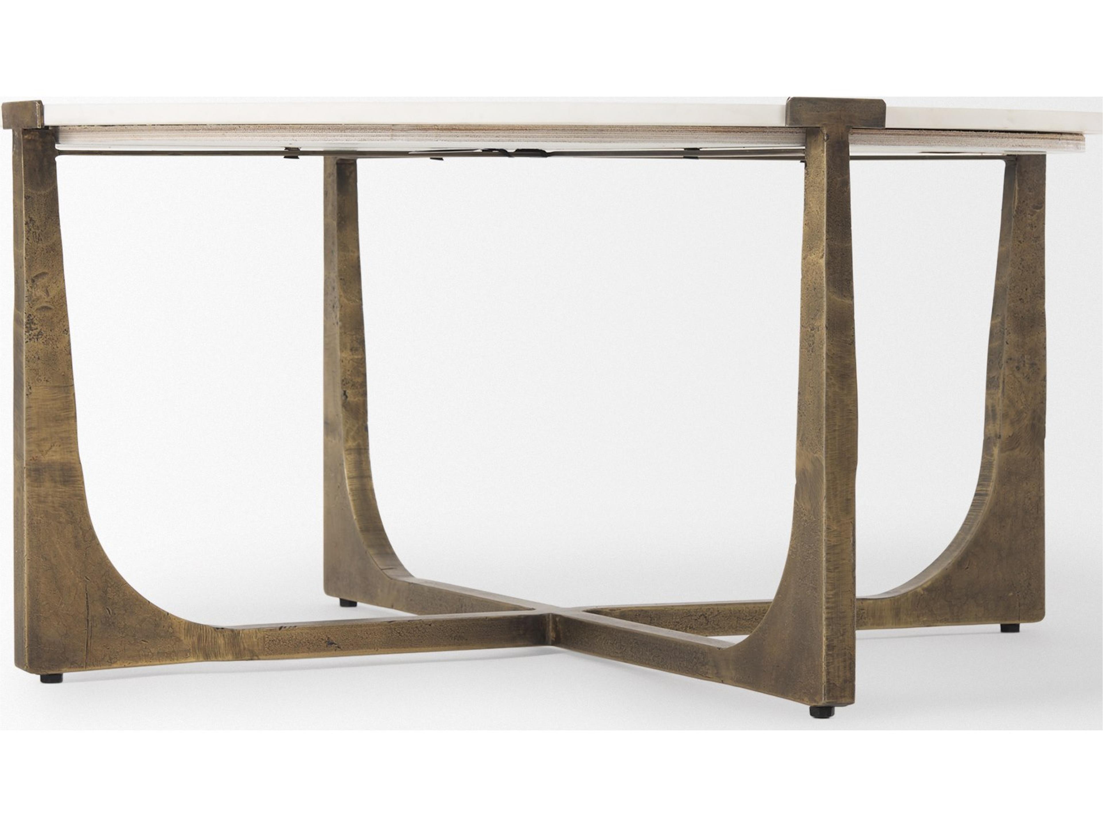 Mercana Atticus Marble and Antiqued Gold Metal Coffee Table