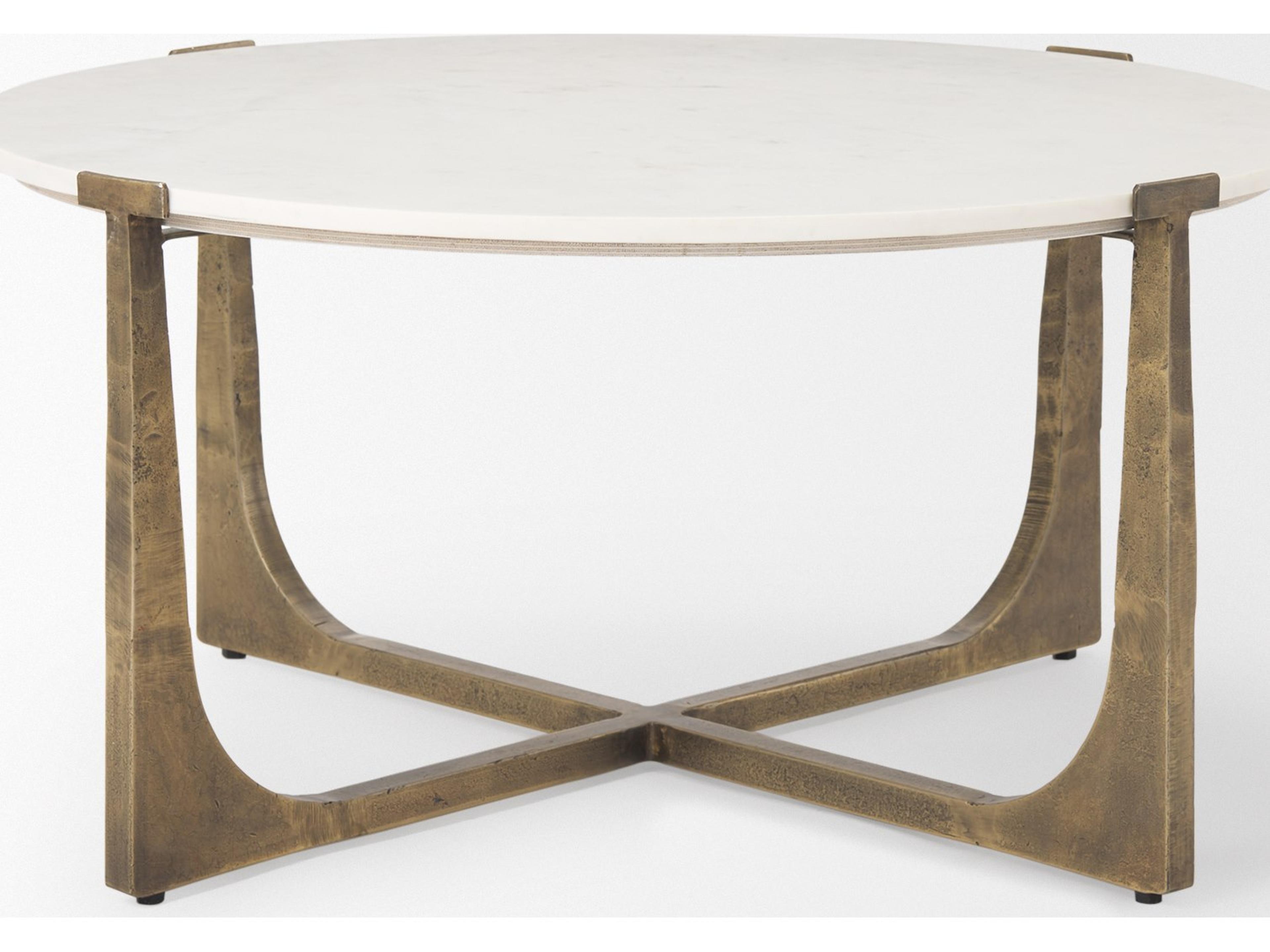 Mercana Atticus Marble and Antiqued Gold Metal Coffee Table