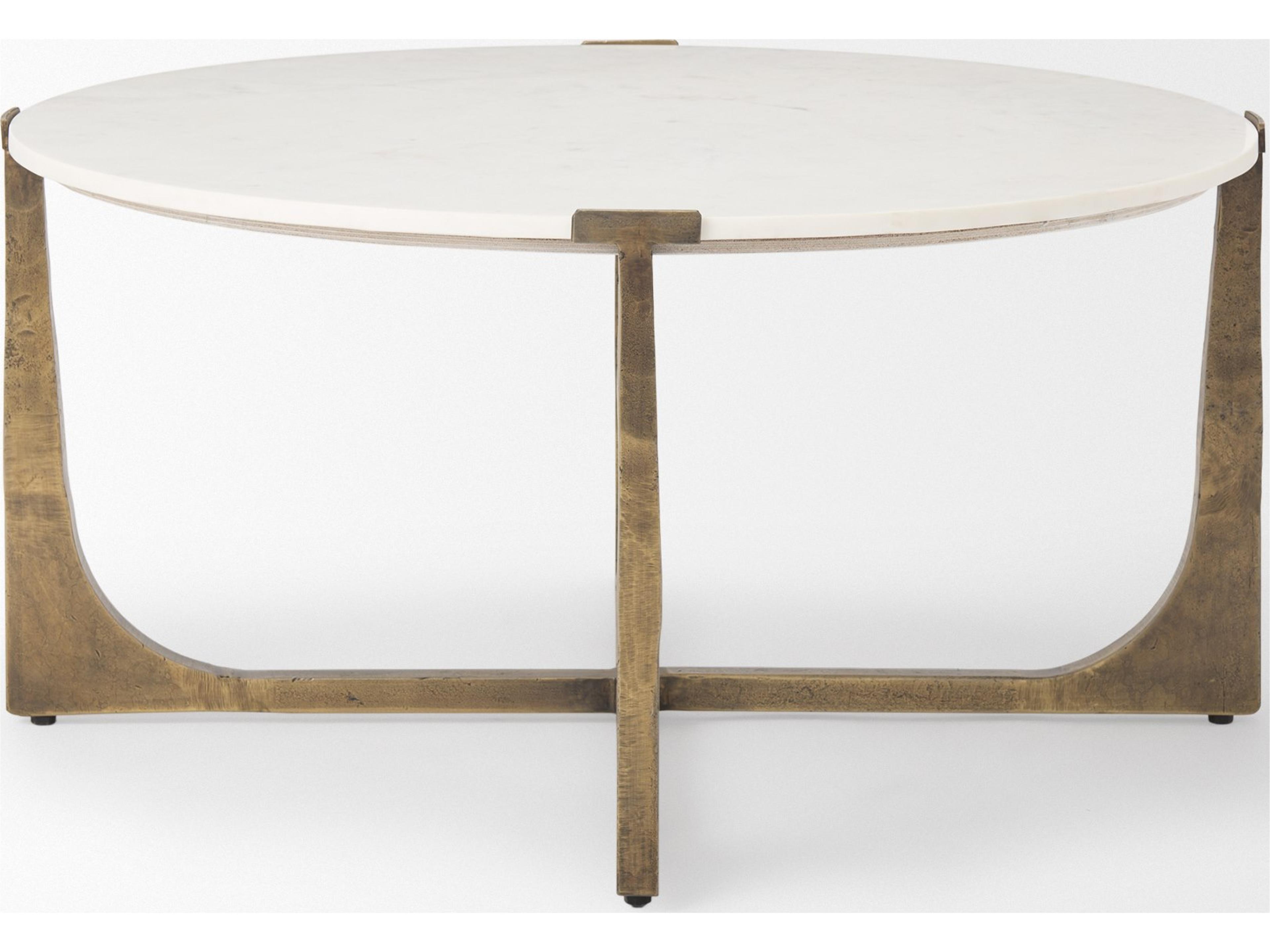 Mercana Atticus Marble and Antiqued Gold Metal Coffee Table