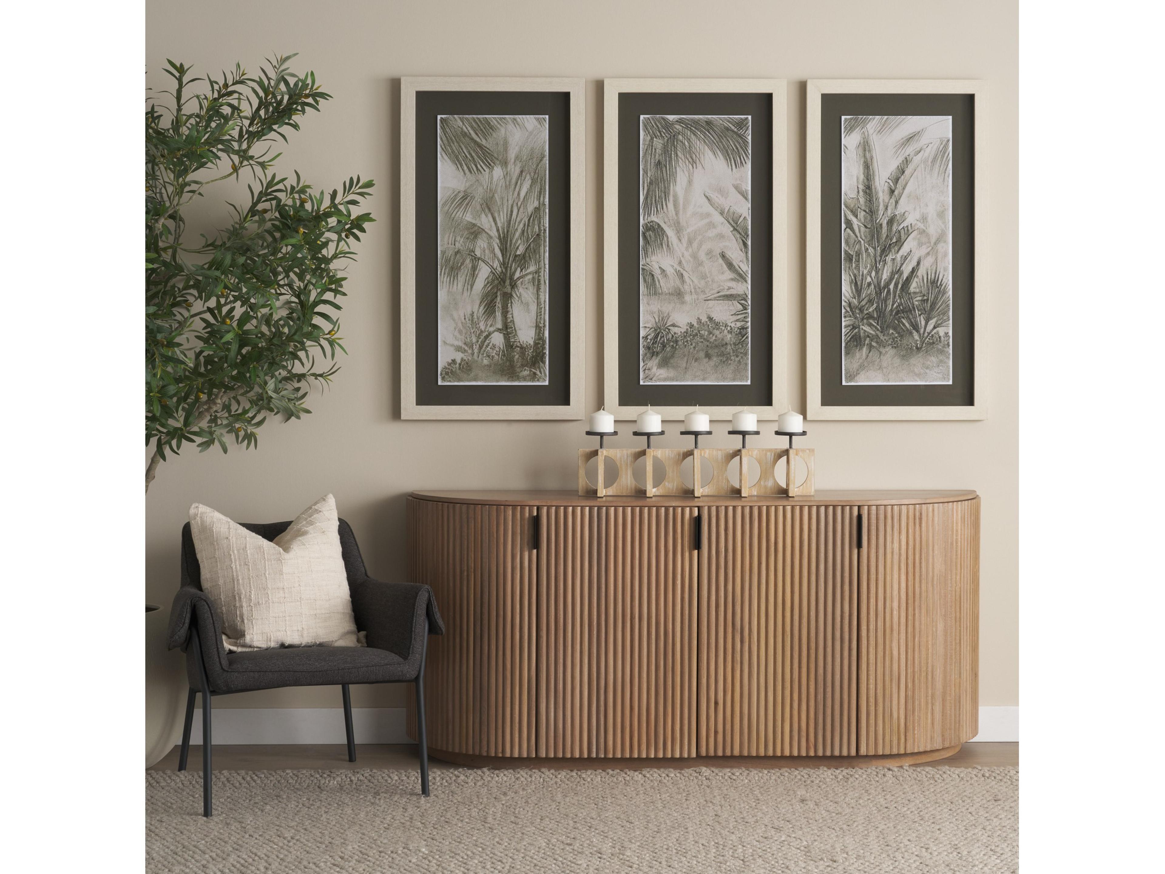 Mercana Cambie 29.0L x 6.0W x 9.0H Natural Wood W/Black Metal Candle Holders