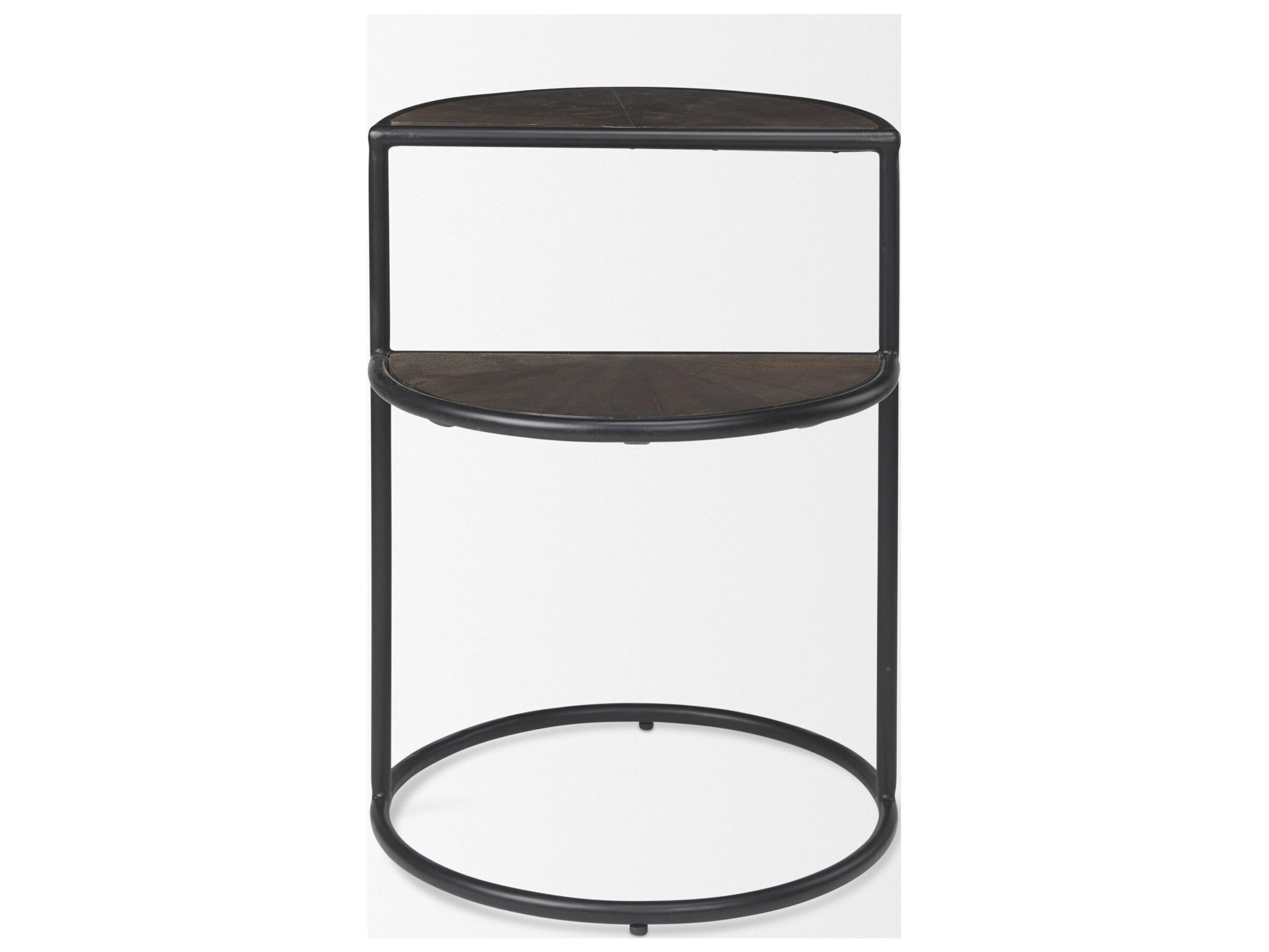 Mercana Arlo 20.5L x 20.5W x 24.4H Brown Wood W/Black Metal End Table