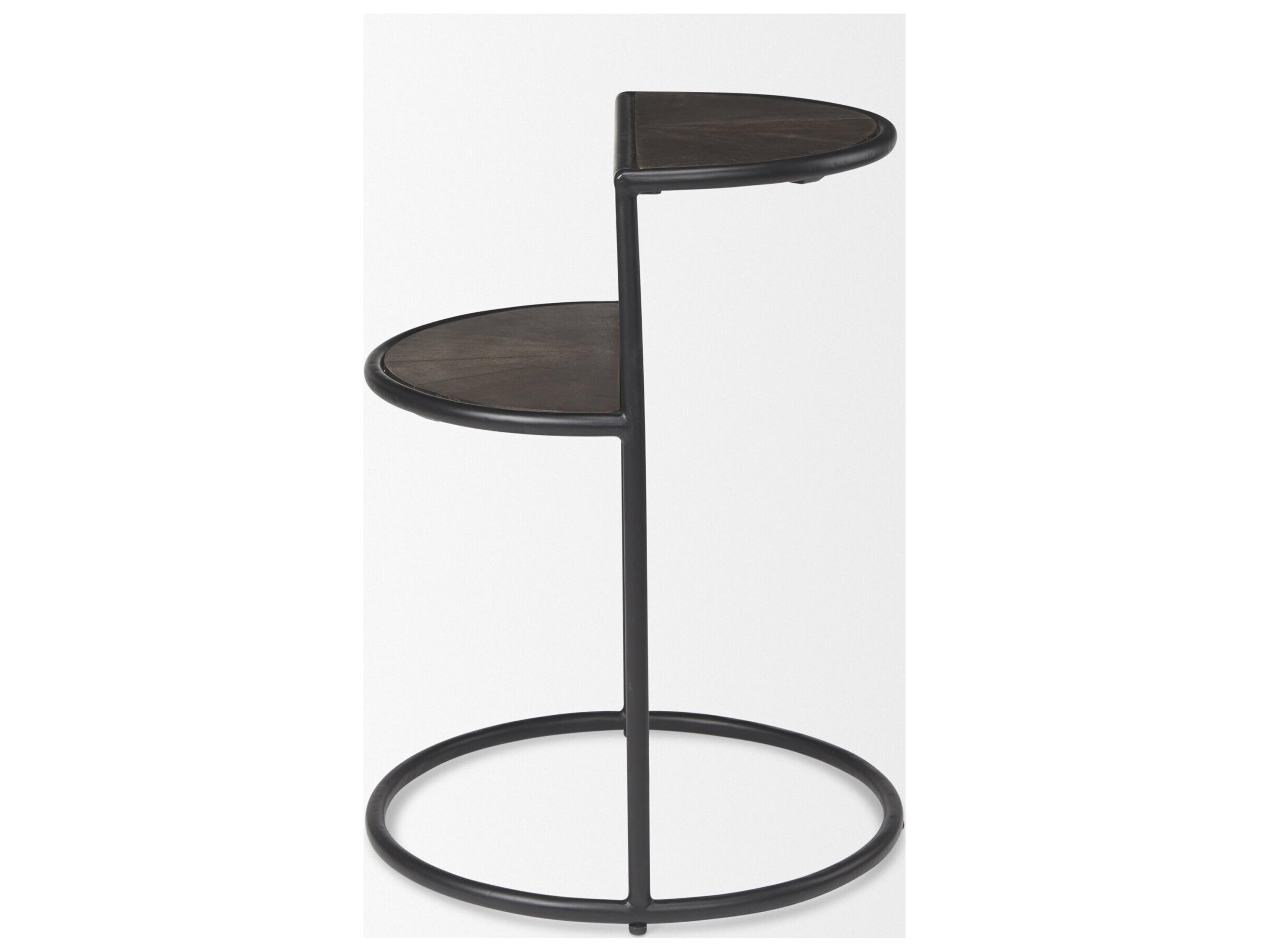 Mercana Arlo 20.5L x 20.5W x 24.4H Brown Wood W/Black Metal End Table