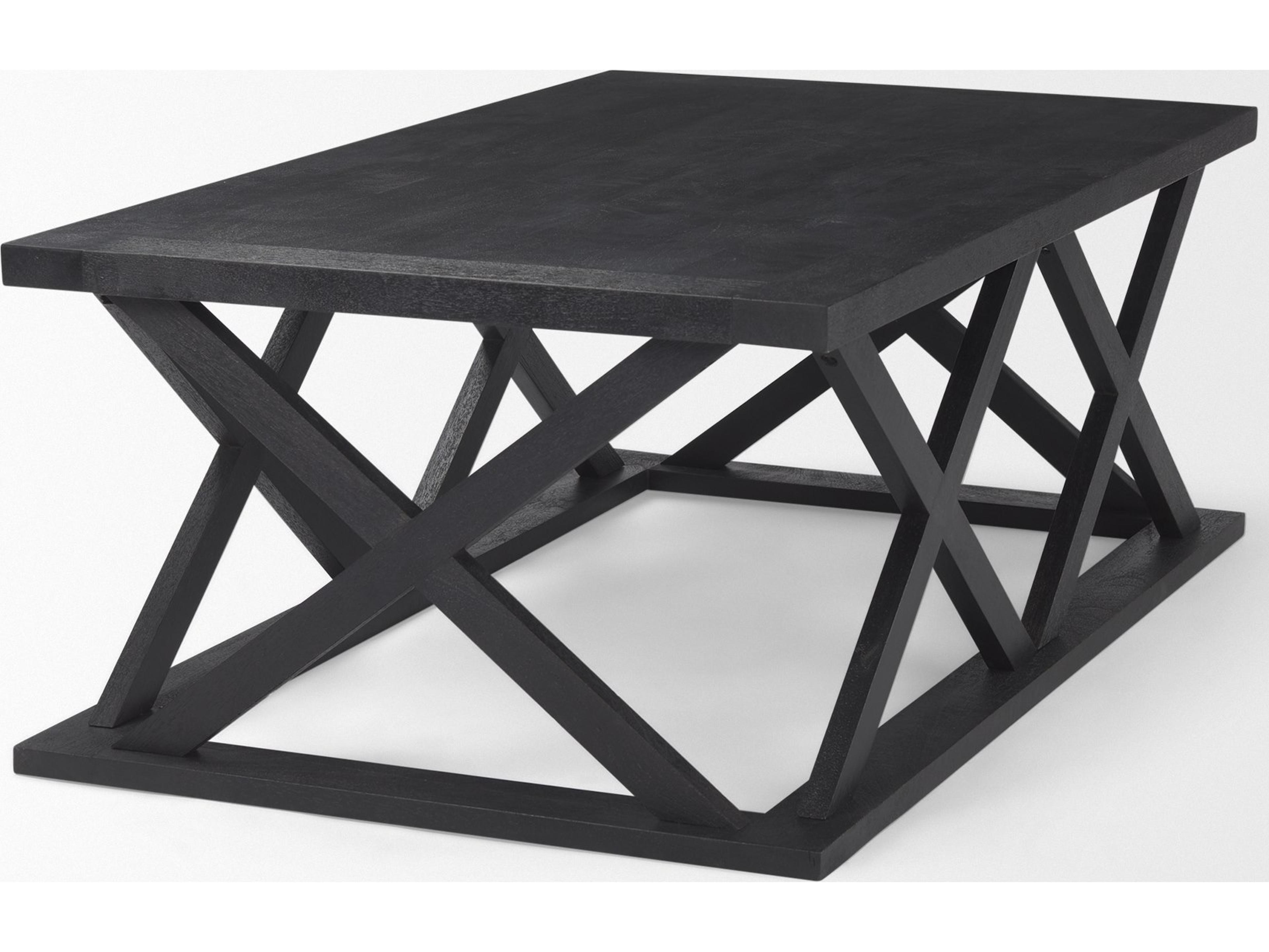 Mercana Forsey 48.0L x 28.0W x 17.5H Black Wood Rectangular Coffee Table