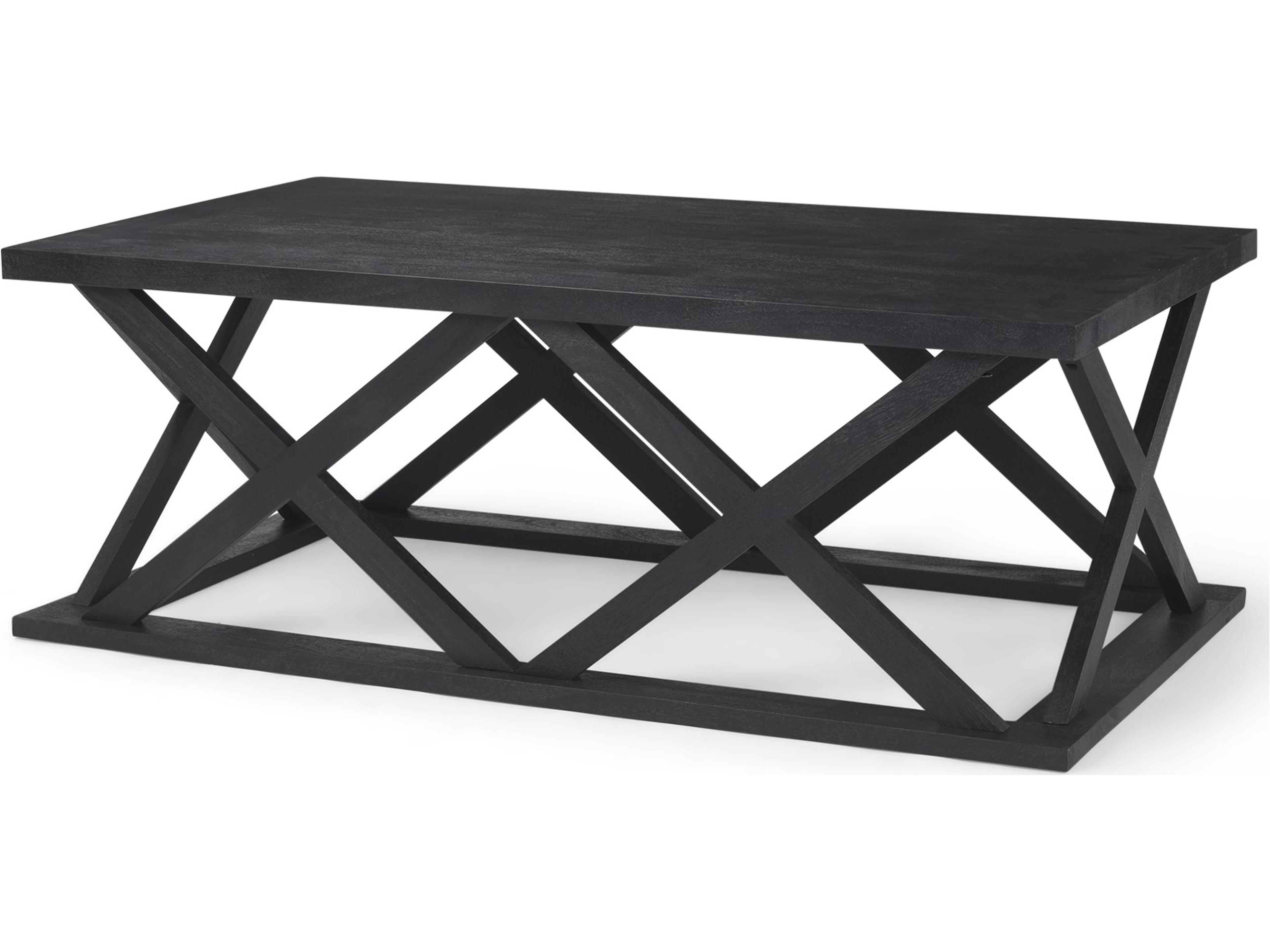 Forsey 48.0L x 28.0W x 17.5H Black Wood Rectangular Coffee Table