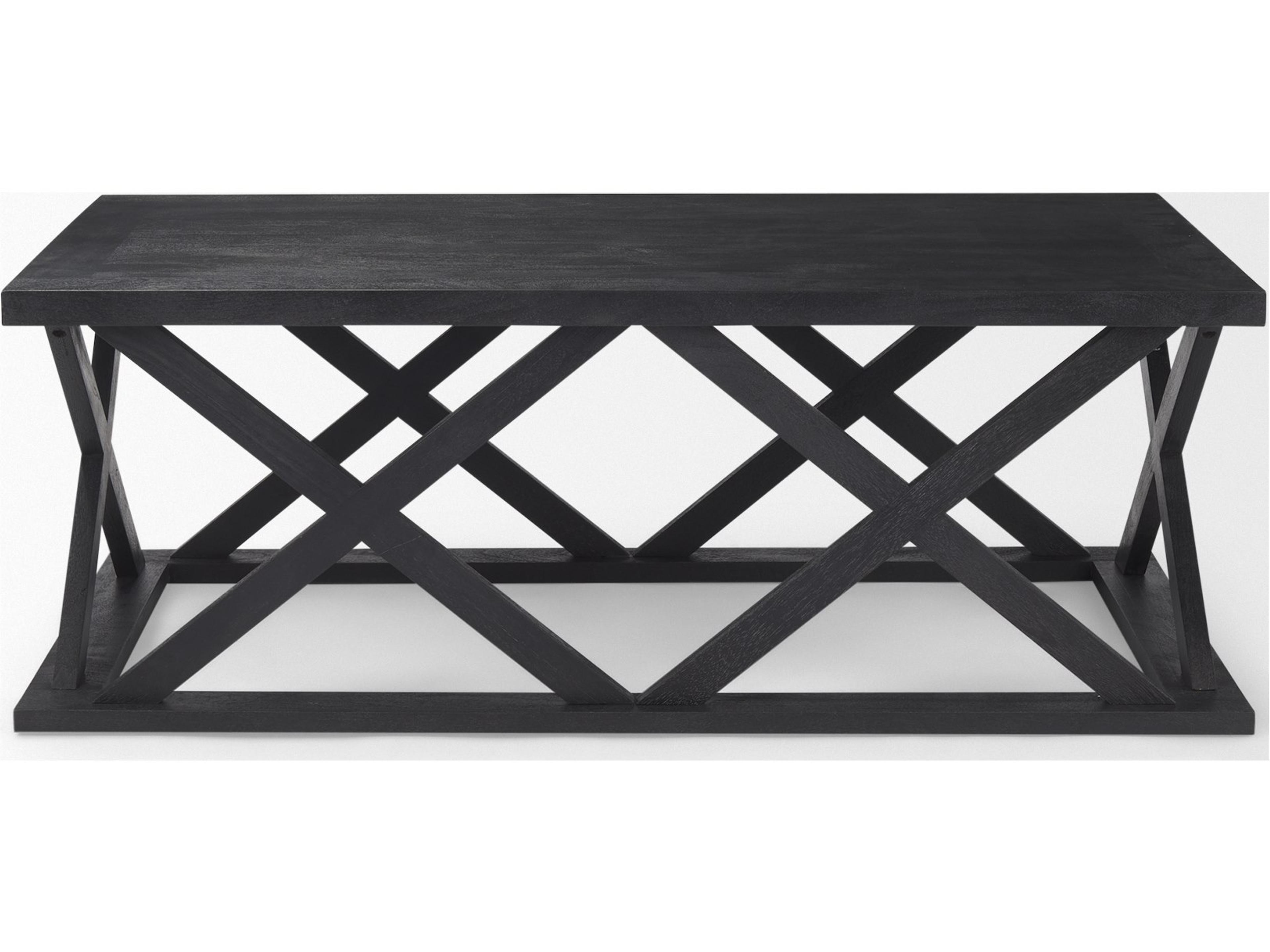 Mercana Forsey 48.0L x 28.0W x 17.5H Black Wood Rectangular Coffee Table